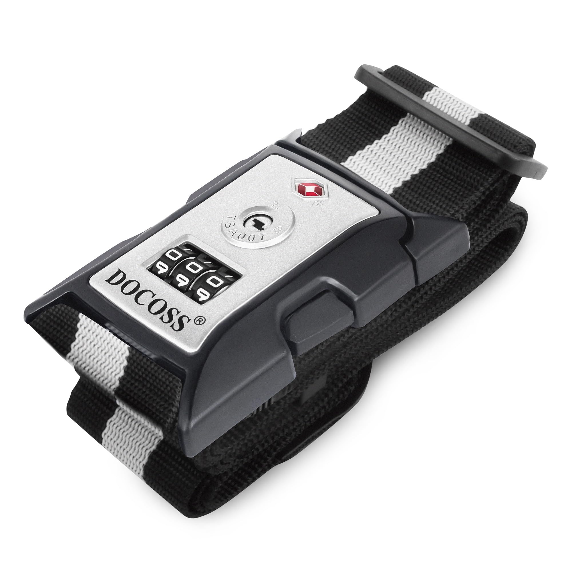 DOCOSS 016 TSA Locks Strap Number Lock for Luggage Belt Adjustable Luggage Strap Locks/Combination Password Luggage Locks for Travel (Pack of 1)(Black)
