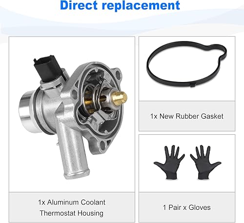 Miniatura 2 de Conjunto de carcasa de termostato de refrigerante de motor de aluminio compatible con Chevy Cruze 2011-2016 Trax Sonic Buick Encore 2011-2016,