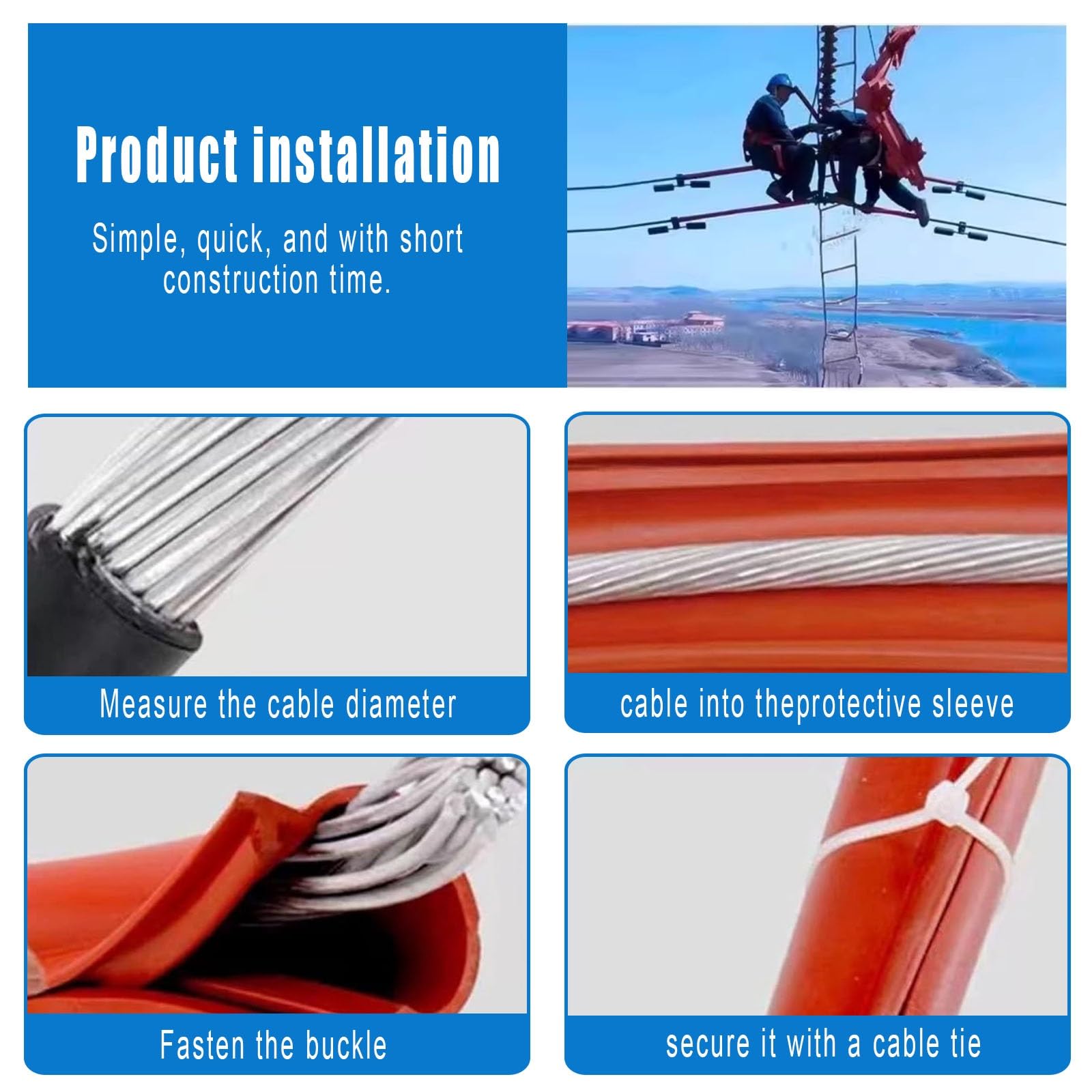 Protezione per Cavi, Guaina Isolante in Gomma siliconica ignifuga per Cavi ad Alta Tensione, Facile da installare, per Uso Domestico e Industriale (Rosso, 8 m, Diametro Interno 38 mm).
