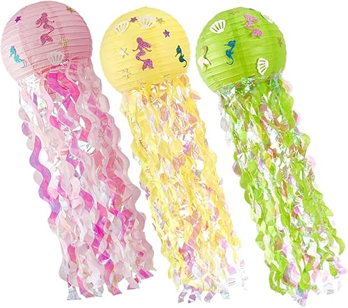 3pcs Lantern Decoration sea Decor mariposas decorativas para pared Colorful Decor Hand Decor Ocean Decor Mermaid Decorations Birthday Decorations