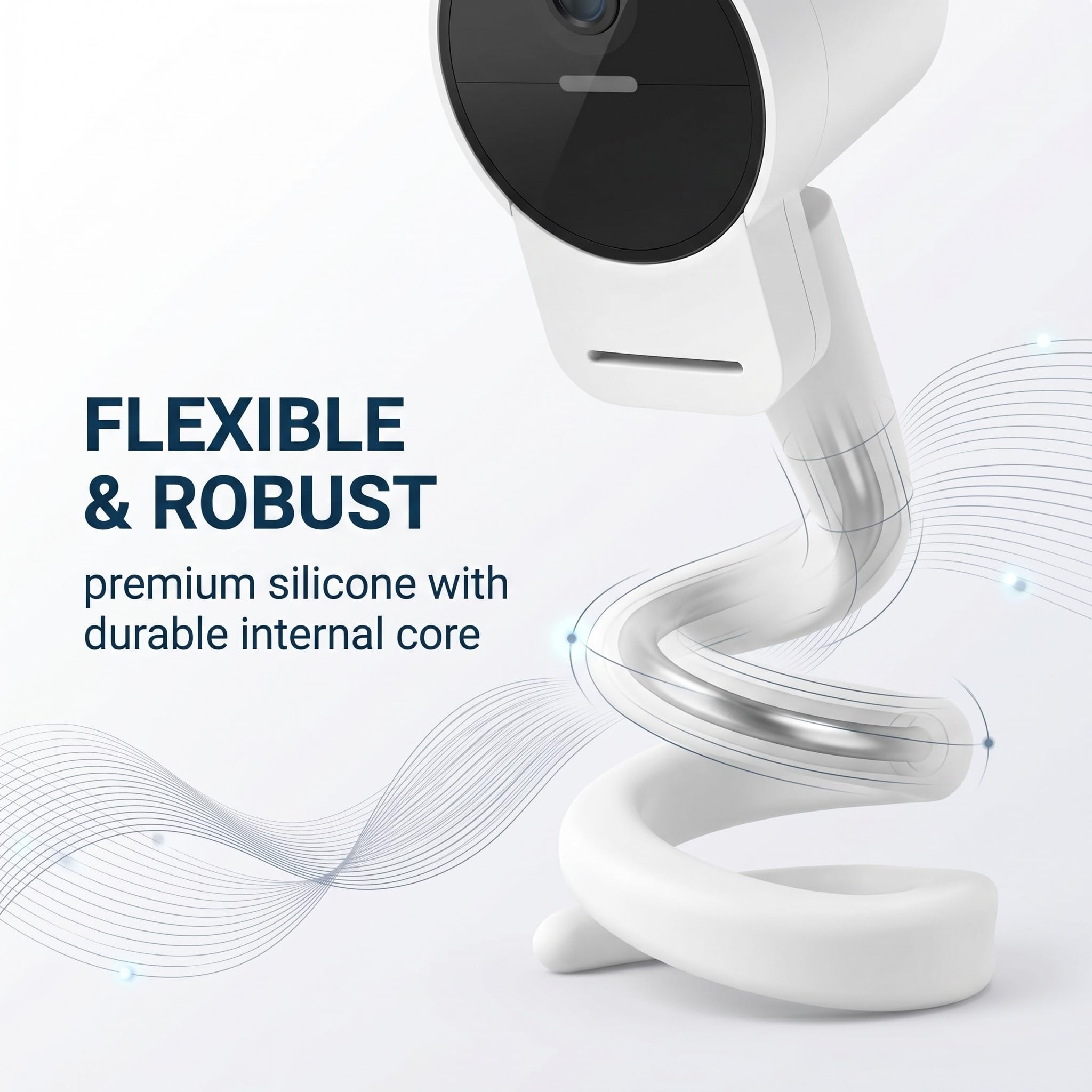 Supporto Baby Monitor Universale, Braccio Flessibile per Telecamera Culla, Compatibile con Supporto Telecamera Senza Fori per Monitoraggio Neonati, Bianco