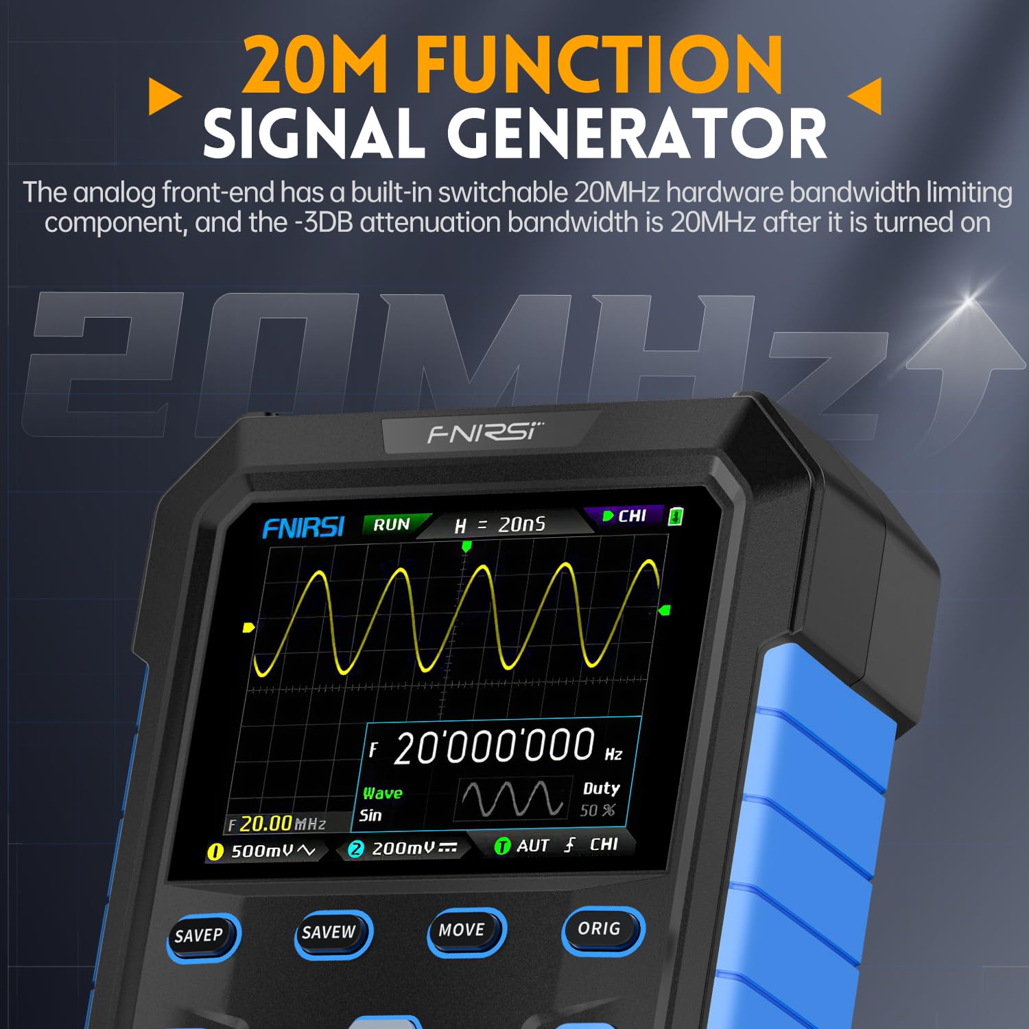 Oscilloscopio digitale al fosforo portatile DPOX180H 2 in 1 generatore di segnali, larghezza di banda analogica -3DB 180MHz, 500MSPS modalità XY ZOOM (DPOX180H)
