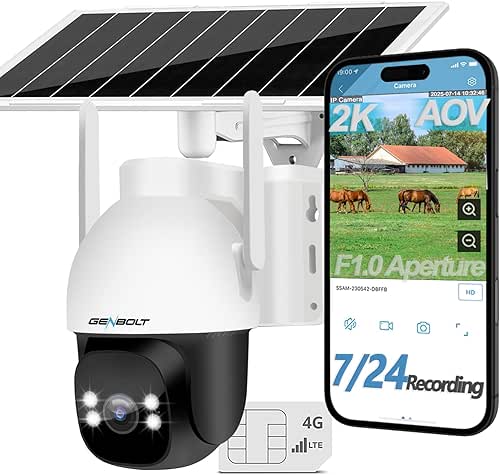 GENBOLT 4G LTE Camara Vigilancia Exterior Solar Sin WiFi, 24/7