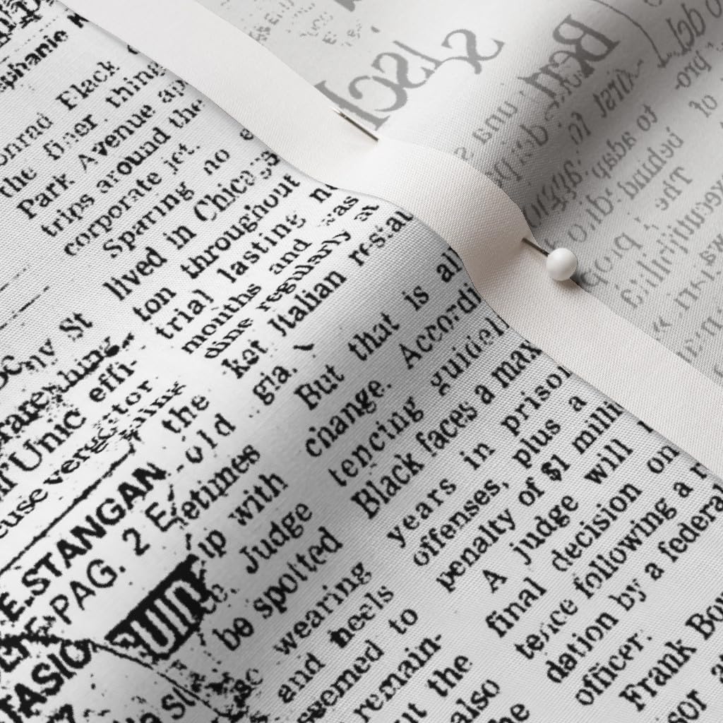 Spoonflower Fabric - Black White Newspaper Typography Text Italian Language Article Printed on Cotton Poplin Fabric by The Yard - Sewing Shirting Quilting Dresses Apparel Crafts