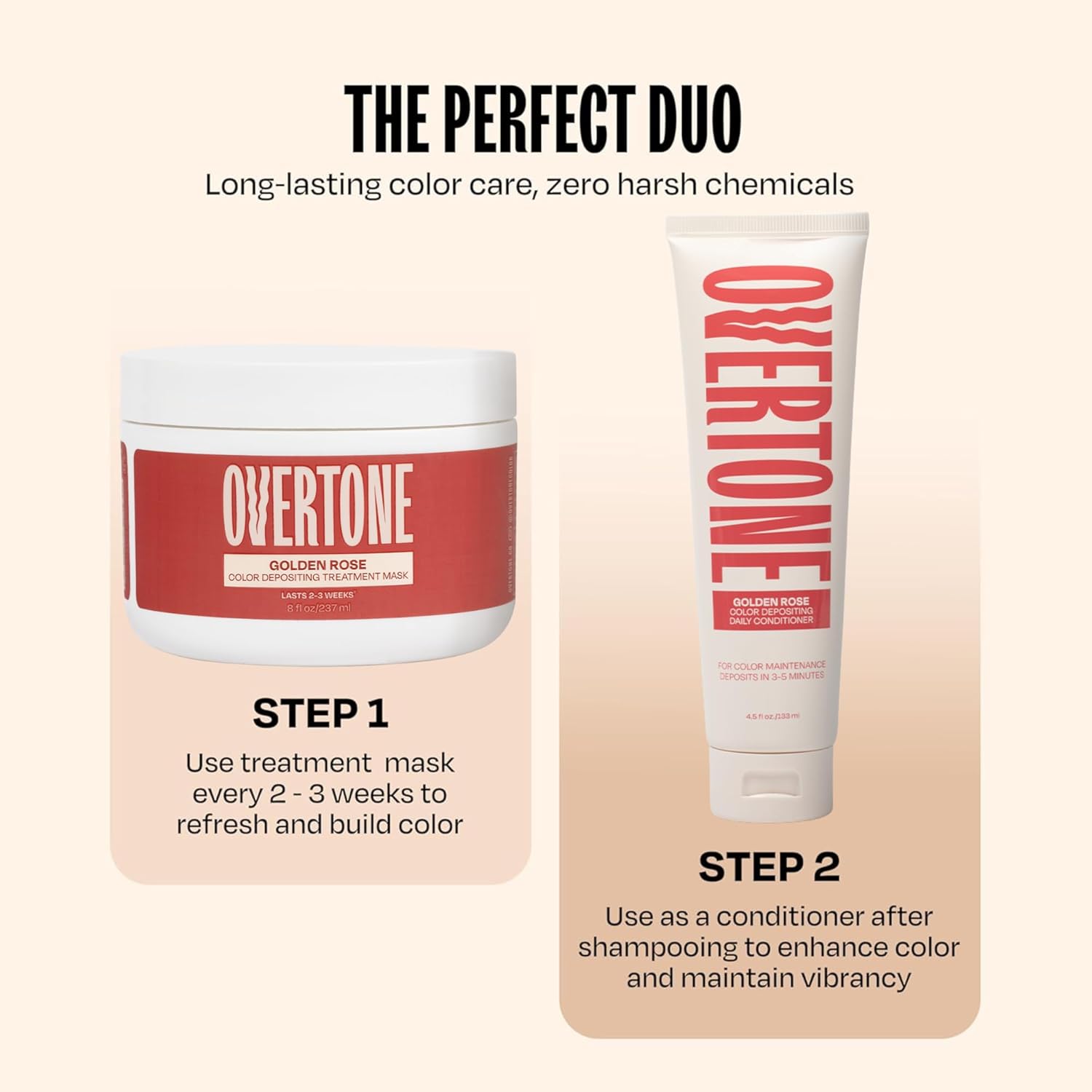 Overtone Semi Permanent Hair Color Conditioner, Golden Rose, 8 oz, Nourishing, Damage-Free, Color Depositing Mask for All Hair Types with Shea Butter & Coconut Oil, Vegan & Cruelty-Free - Image 4