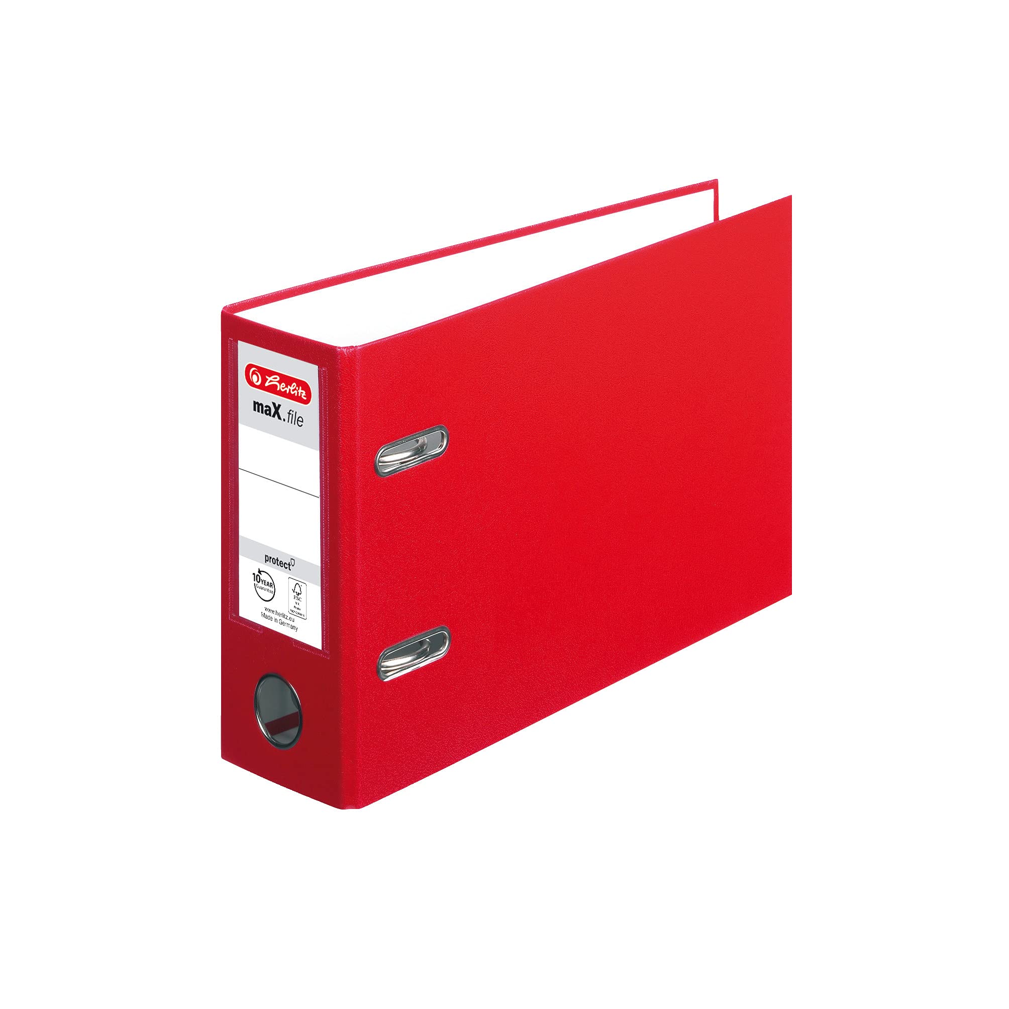 herlitz 10842342 Ordner maX.file protect, A5, quer, Rückenbreite: 8cm, PP-Folienbezug, rot, 10 Stück
