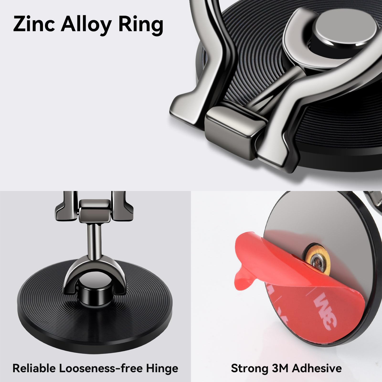 aceyoon Phone Ring 360°Adjustable Mobile Phone Stand Universal Finger Holder Grip Zinc Alloy Ring Stand for iPhone 16 15 - Image 4