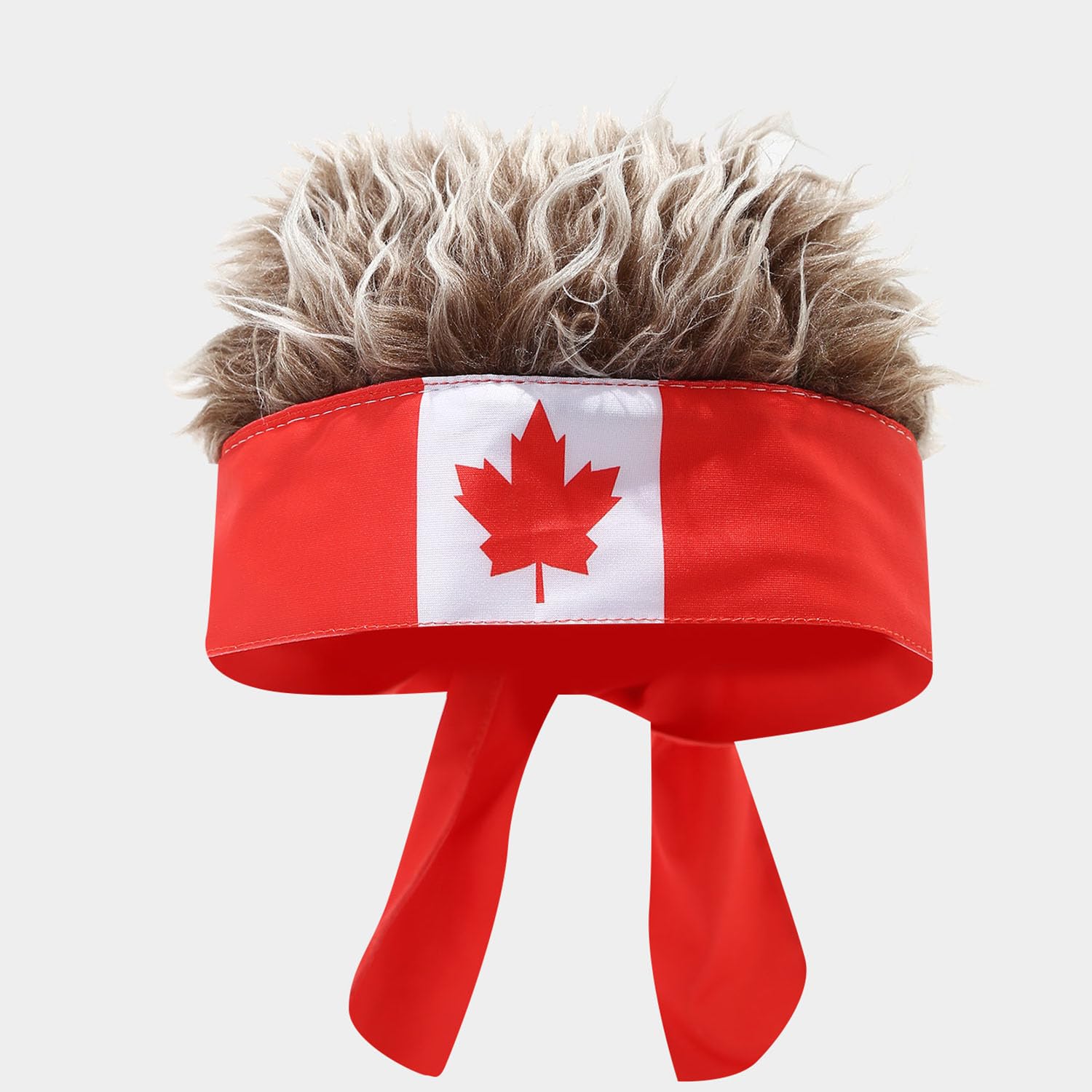 YAZVNTO Canada Country Flag Wig Headband Football Fan Accessories Curly Party Wig Sports Event Celebration Costume Decoration for Men Women