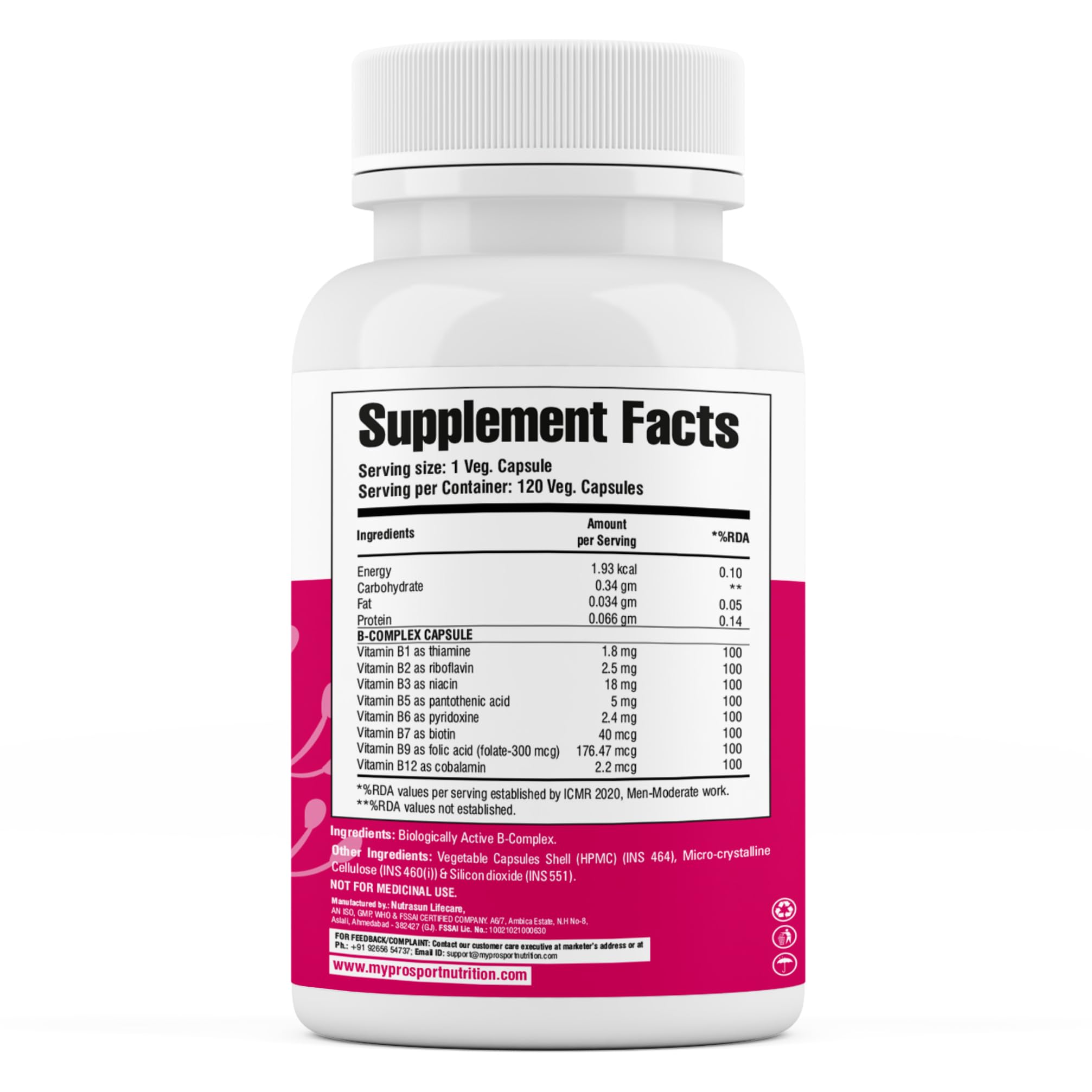 Mypro Sport Nutrition Vitamin B Complex, High Potency Formula Vitamins Heart Health-Nervous System Support-Supports Energy Metabolism-Vegan, Gluten-Free-120 Capsule For Men & Women 3