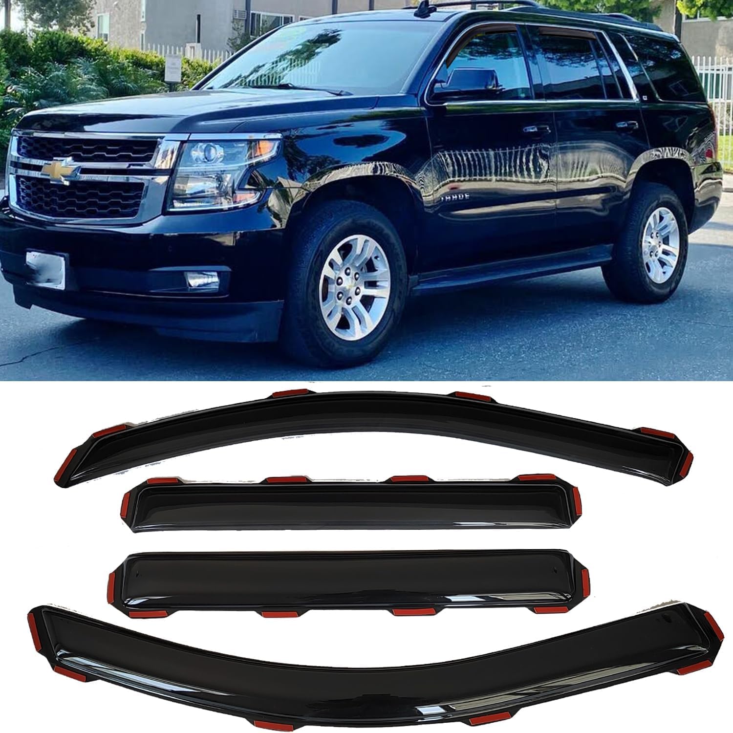 in-Channel Side window visors rain guards Vent Deflectors Compatible with Chevrolet Tahoe/GMC Yukon/Cadillac Escalade 2015-2020, Vent Deflector Window Rain Guard Sun Shade Visors, Car Accessories 1 PCS Compatible with Tahoe/Yukon 2015-2020 in-Channel