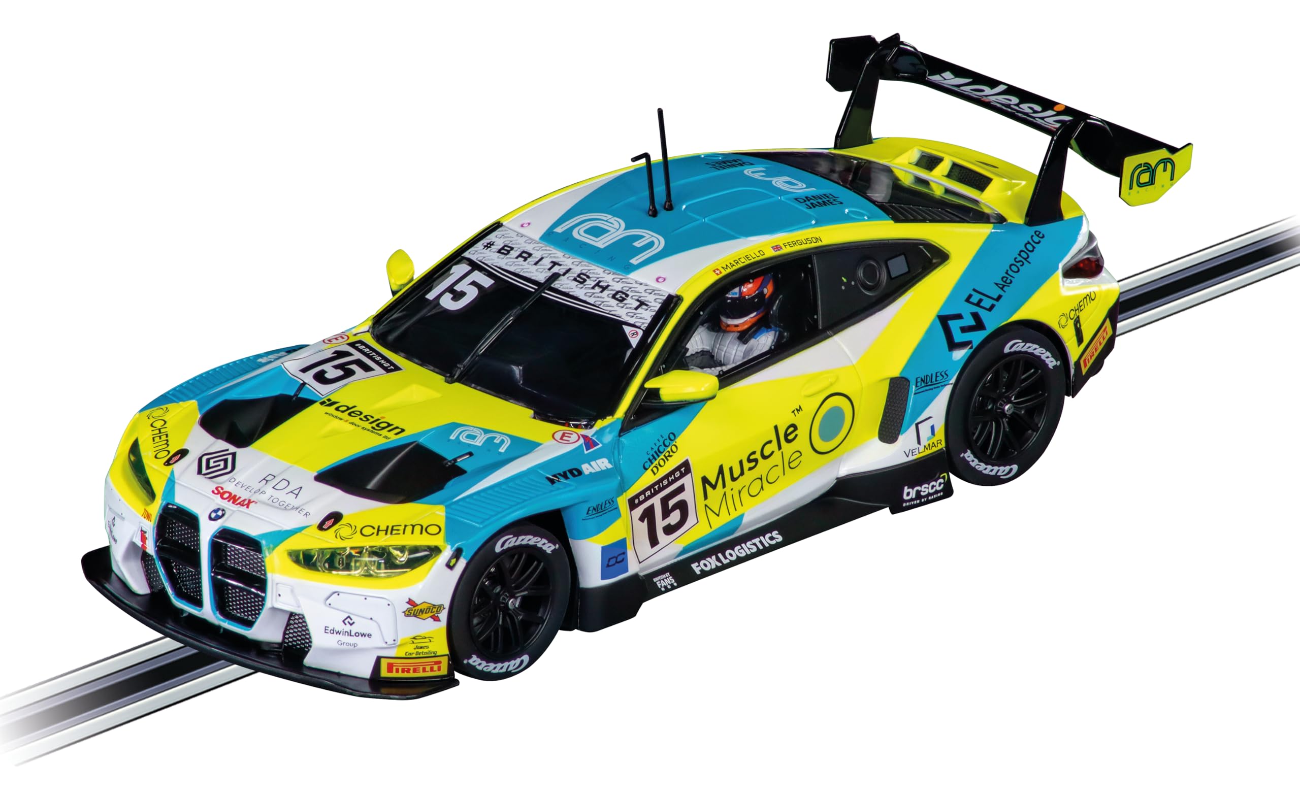 Carrera Digital 124 20023995 BMW M4 GT3 RAM Racing, No. 15" British GT 2024 1:24 Scale Slot Car With Working Front