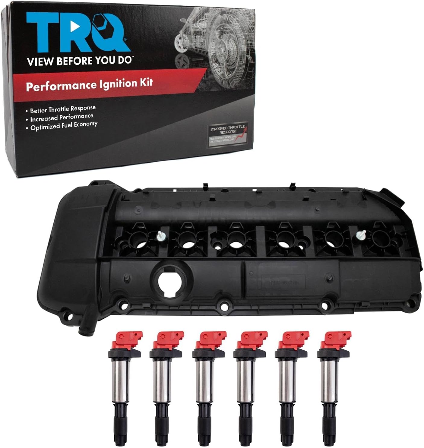 TRQ Ignition Coil Kit 7 Piece Valve Cover Compatible with 2003-2006 BMW 325Ci 2003-2005 325i 325xi 330Ci 330i 330xi 525i 530i 2004-2006 X3 X5