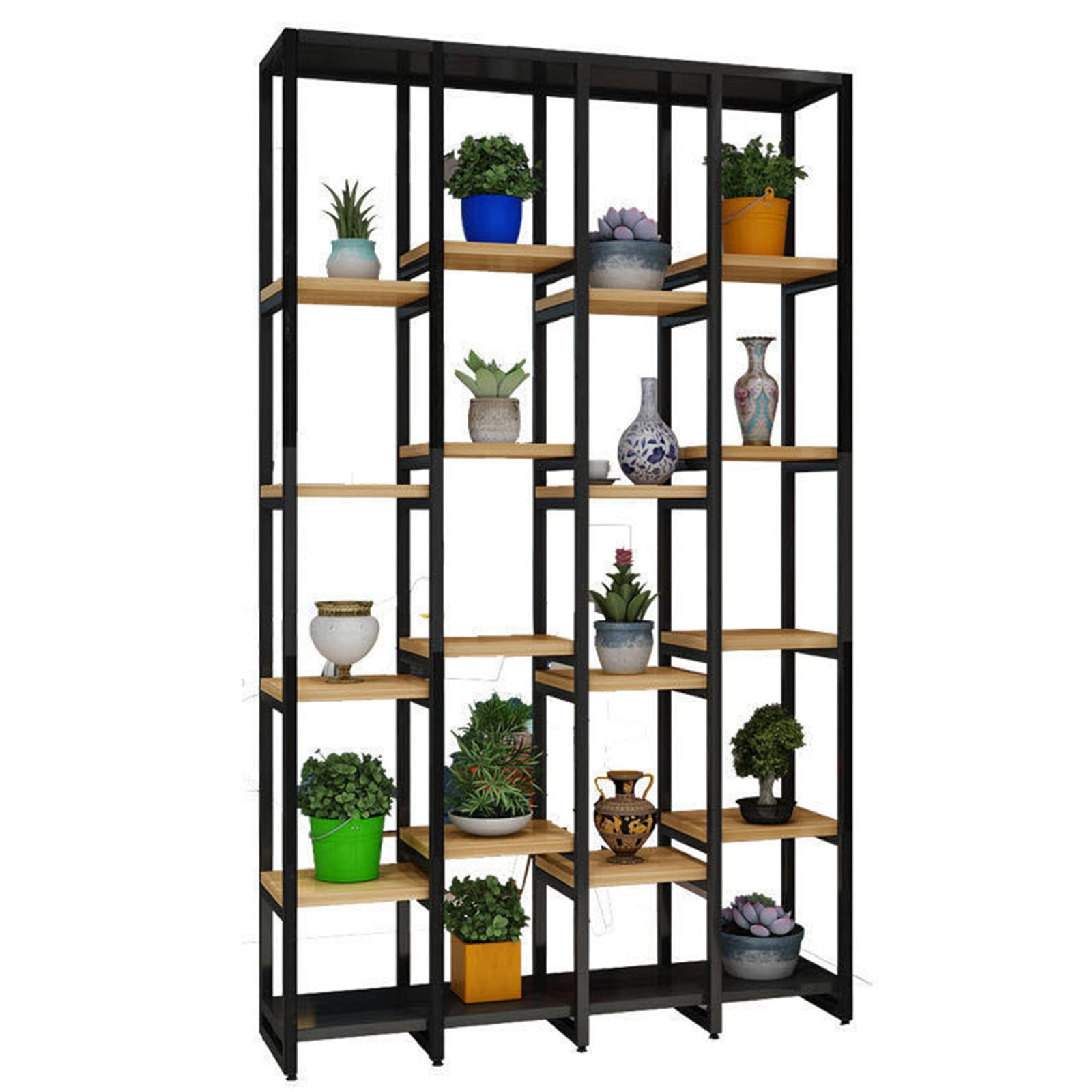 Scaffali industriali in metallo, scaffale per libri da pavimento, scaffale aperto di grande capacità per soggiorno e camera da letto, 100 x 30 x 200 cm