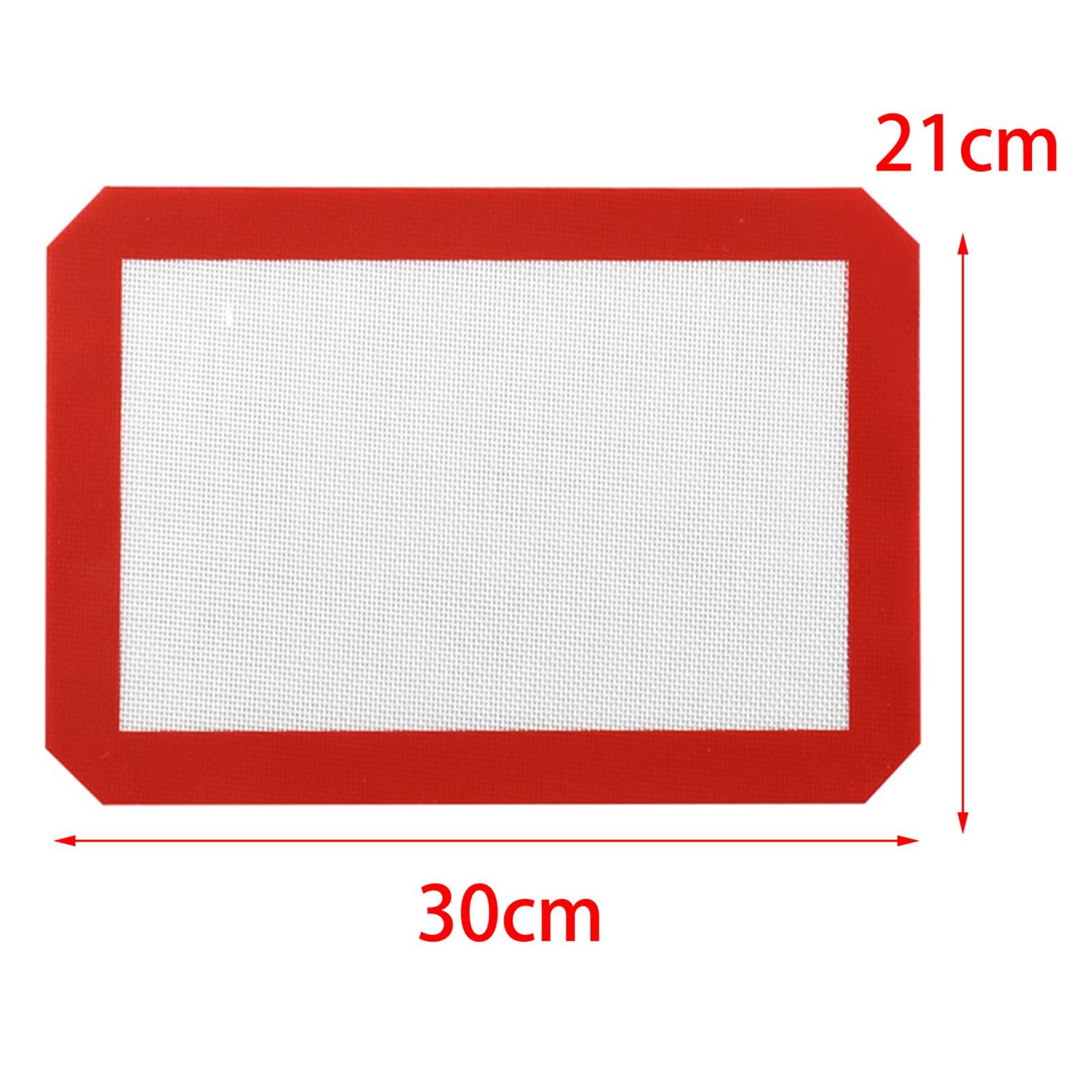 Set di 10 tappetini da cucina in silicone resistenti al calore, per macaron, pasticceria, biscotti, bianco e rosso, 30 x 21 cm