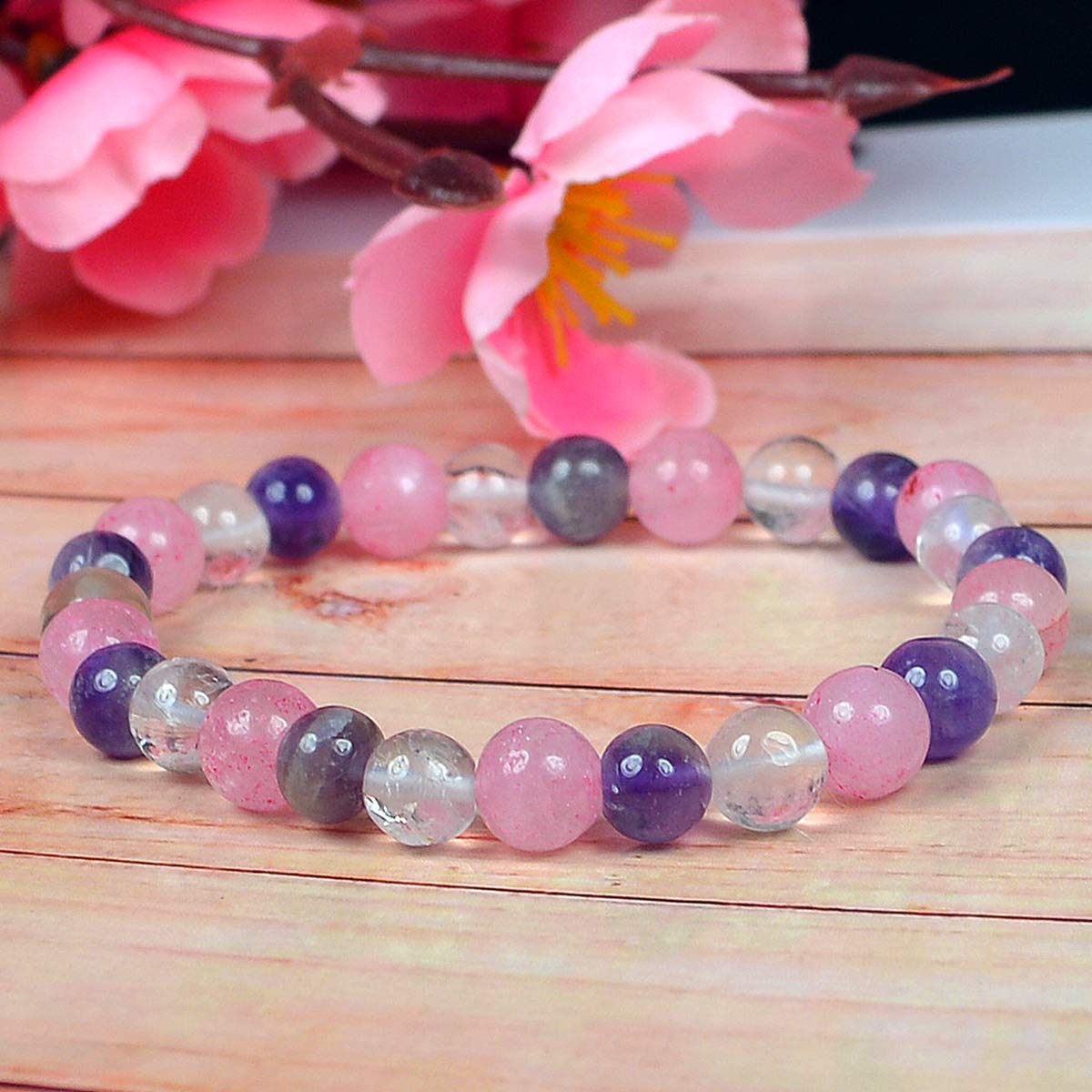 Reiki Crystal Products Mind Body Soul Bracelet, Combinatin Bracelet 8 mm Round Bead Bracelet for Unisex (Color : Multi) Charged by Reiki Grand Master & Vastu Expert - Image 2 thumbnail