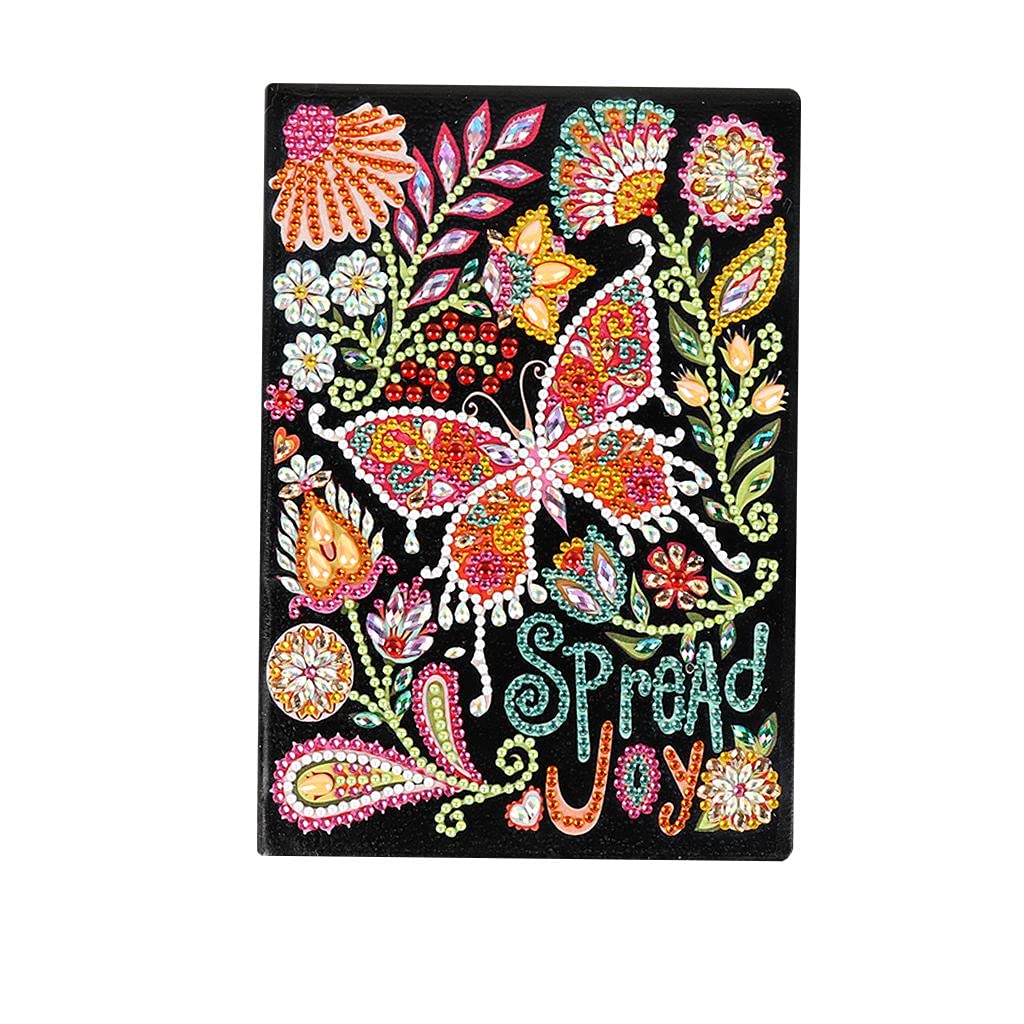 DCIDBEIDiamond Painting Notebook Blank Butterfly DIY Special Embroidery Cross Stitch School Stationery Notes Book Girls Diary A5 Sketchbook Writing Book Girls Boys Gift 50 Sheets 120 Pages