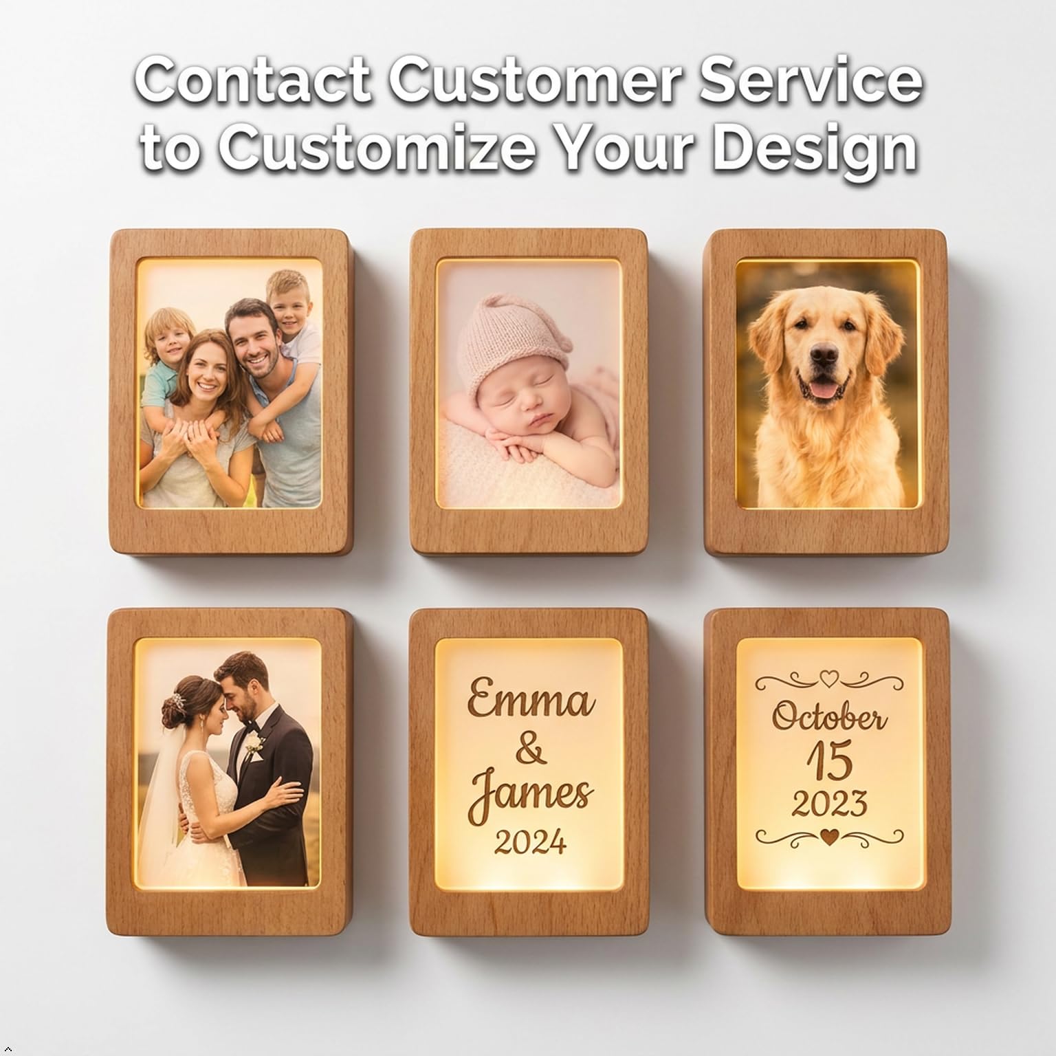 Lámpara LED de madera con luz nocturna personalizada, regalo personalizado para decoración del hogar