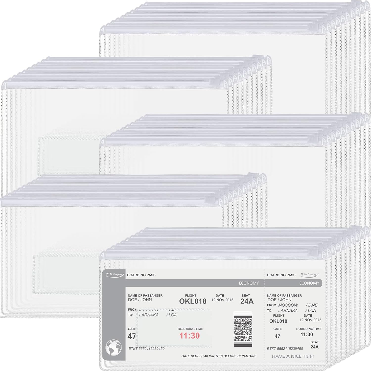 Zhehao 200 Pcs Poly Zip Envelopes Bulk, A6 Size Clear Plastic Pencil Pouch with Label Zipper, 9.2 x 4.7 Inch Reusable Bill File Bag for Cash, Money (White) - Image 8