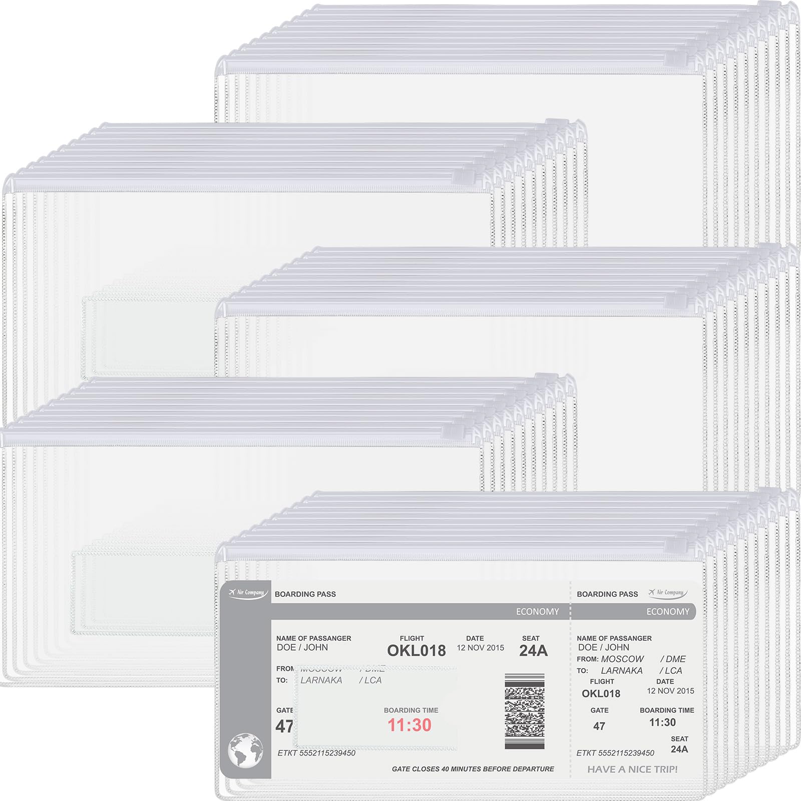 Zhehao 200 buste in polietilene con cerniera, formato A6, trasparenti, astucci in plastica con etichetta con cerniera, 22 x 11,9 cm, riutilizzabili, per soldi, contanti, scuola e ufficio (bianco)