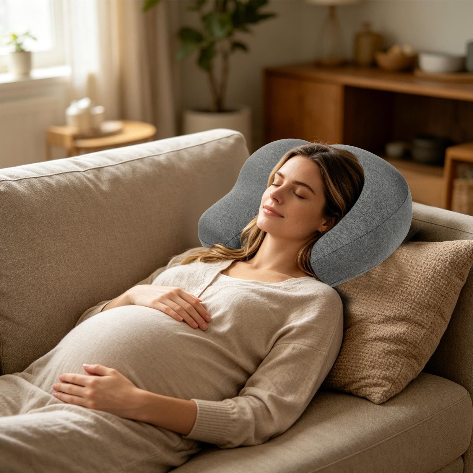 Almohadas para Dormir Reposacabezas de Espuma Viscoelástica con Forma de | Almohada Ergonómica para Cama para Dormitorio Hogar Sofá Sillón Lugar de Trabajo Estudio Mujeres Hombres