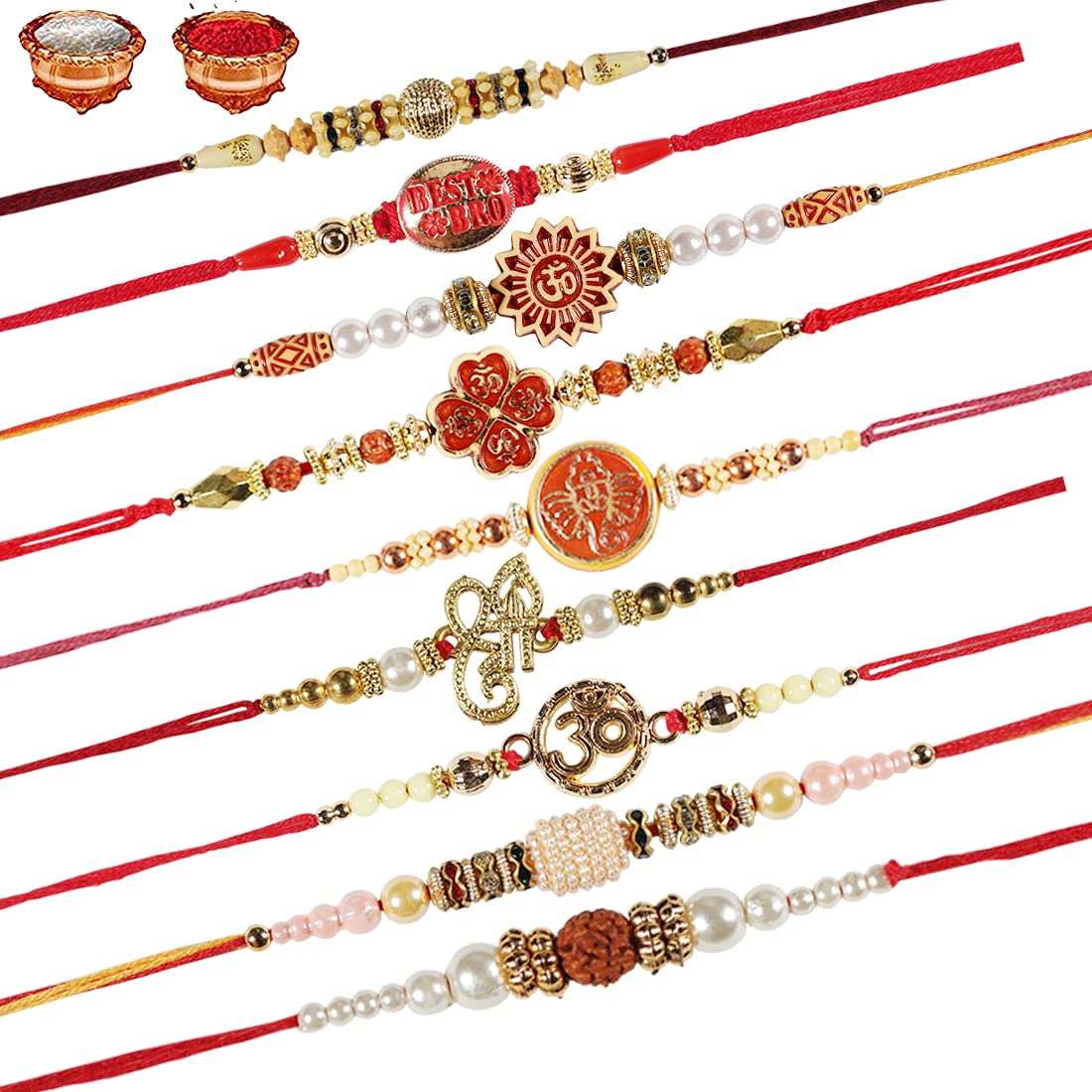 BUC Multicolor Designer Dora Rakhi For Brother Roli Chawal, Set of 9 (RakhiCombo-03-ABDEFGHIJ) (B0992PMZMW) Amazon Price History, Amazon Price Tracker
