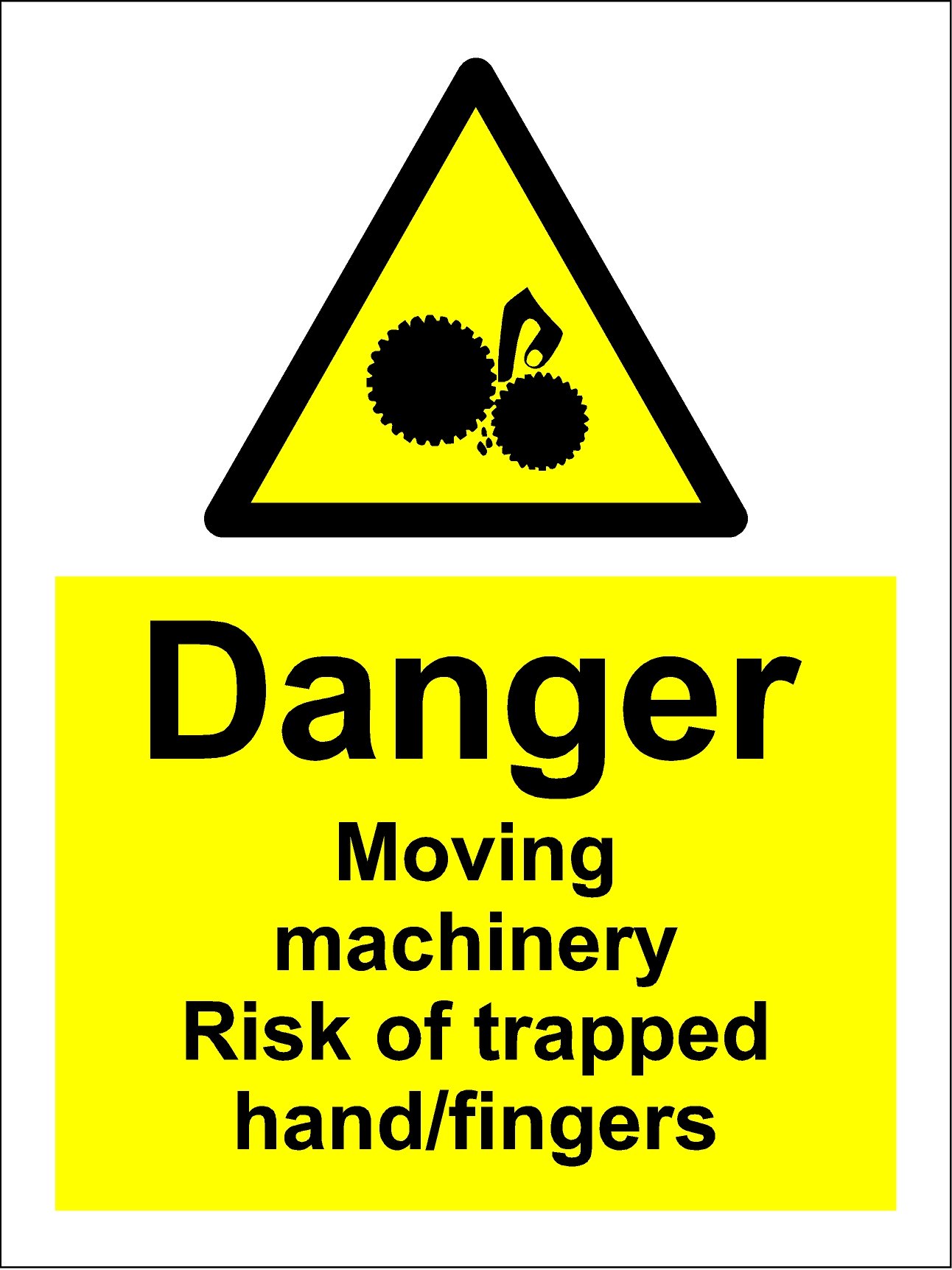 Kpcm Display Ltd Yellow Warning Danger Moving Machinery Risk Of Trapped Hand Fingers Safety Sign - Self Adhesive Sticker 200Mm X 150Mm
