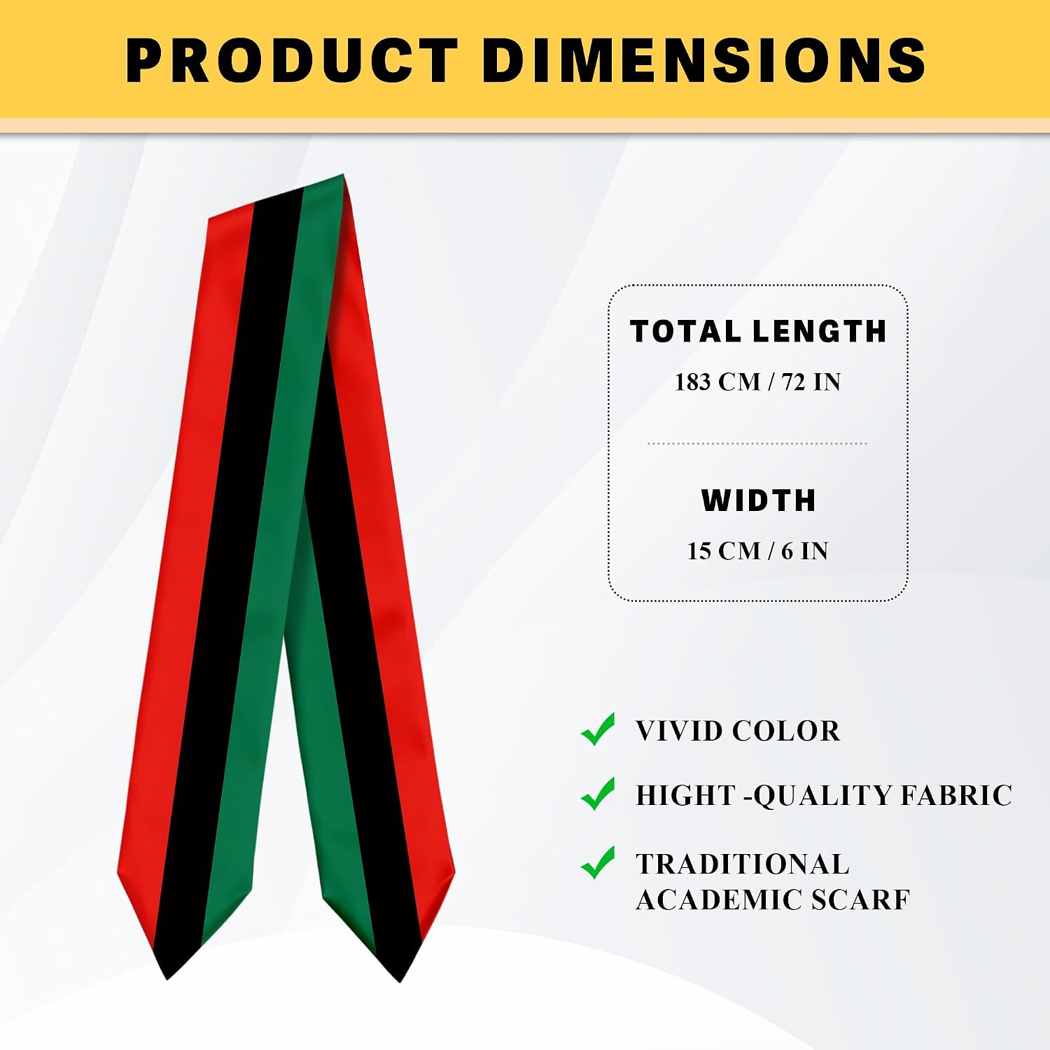Pan African Flag Graduation Stole Graduation Sash Scarf for International Student Abroad Adult Unisex