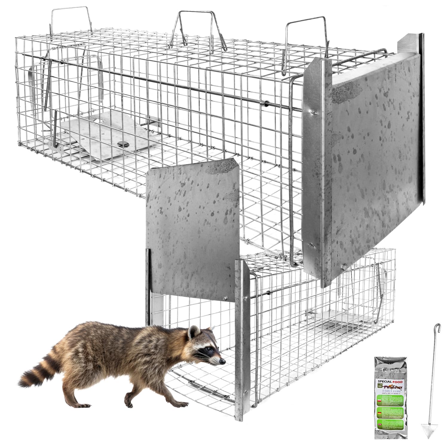 Petigi Animales Humane Trampa Jaula Captura Gato Zorro Mapache Castor 102 x 34 x 34 cm