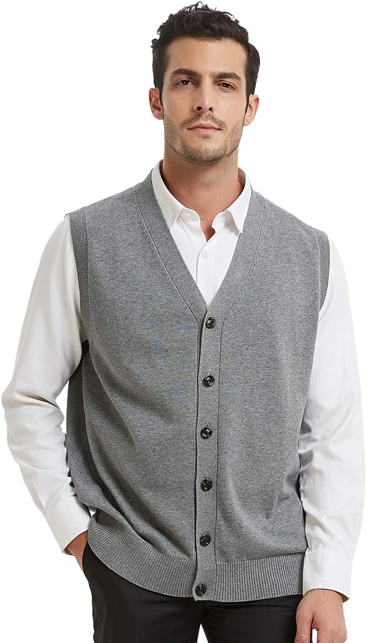 TopTie Mens Sweater Vest Solid Knitted Lightweight Thermal Cardigan - Image 2