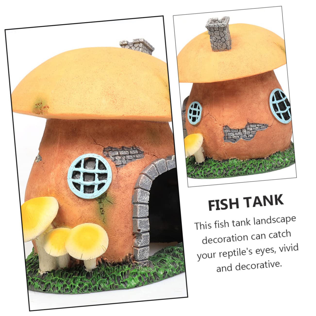 Ipetboom Cachette pour Tortues en Résine Légère et Résistante, Abri Décoratif de Château Champignon pour Aquarium et Décoration Intérieure