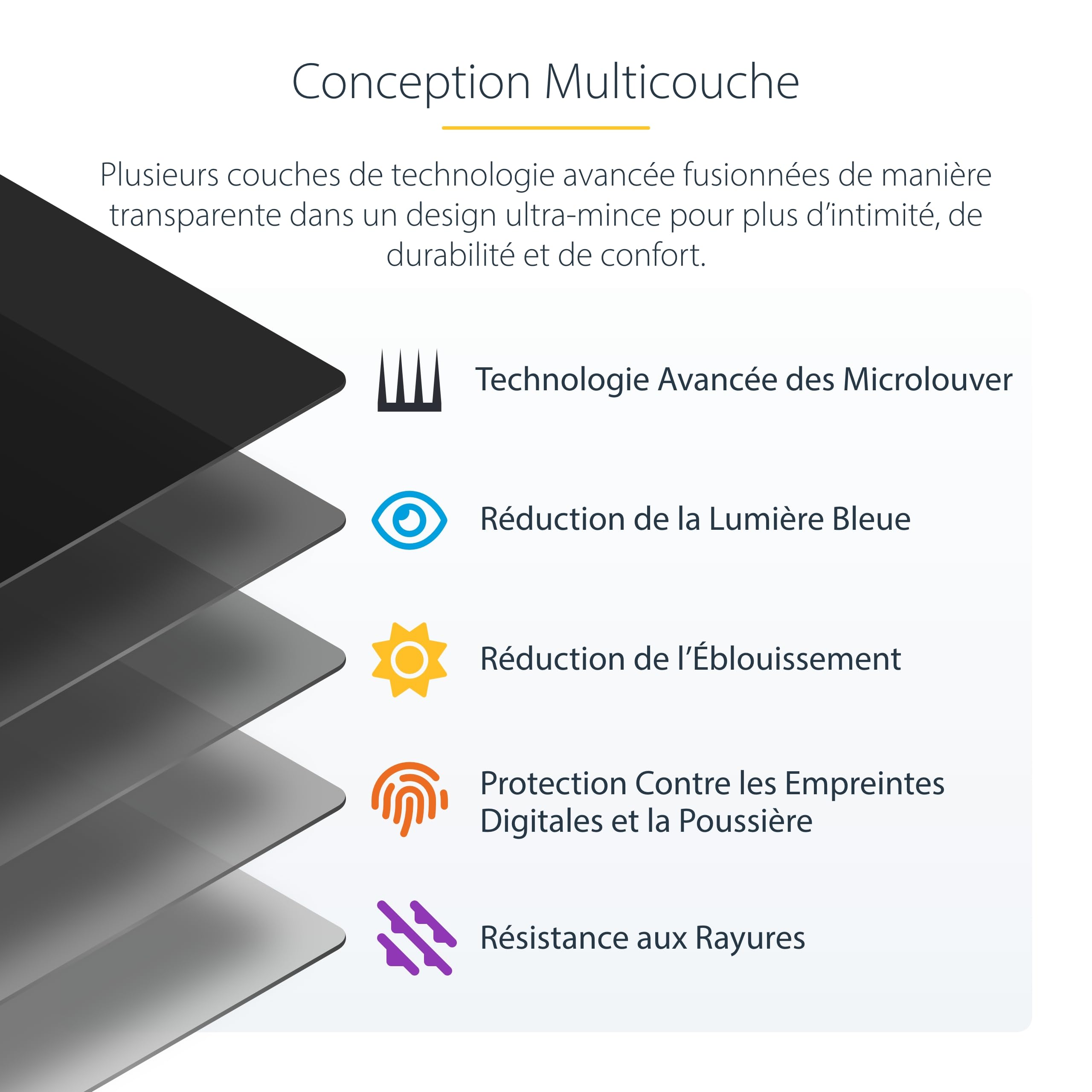 StarTech Filtre Confidentialité Surface Pro 8/9/X/11 13", 4 Sens | Portrait/Paysage, Antireflet, Angle +/-30 degrés, Réduction 51% lumière bleue