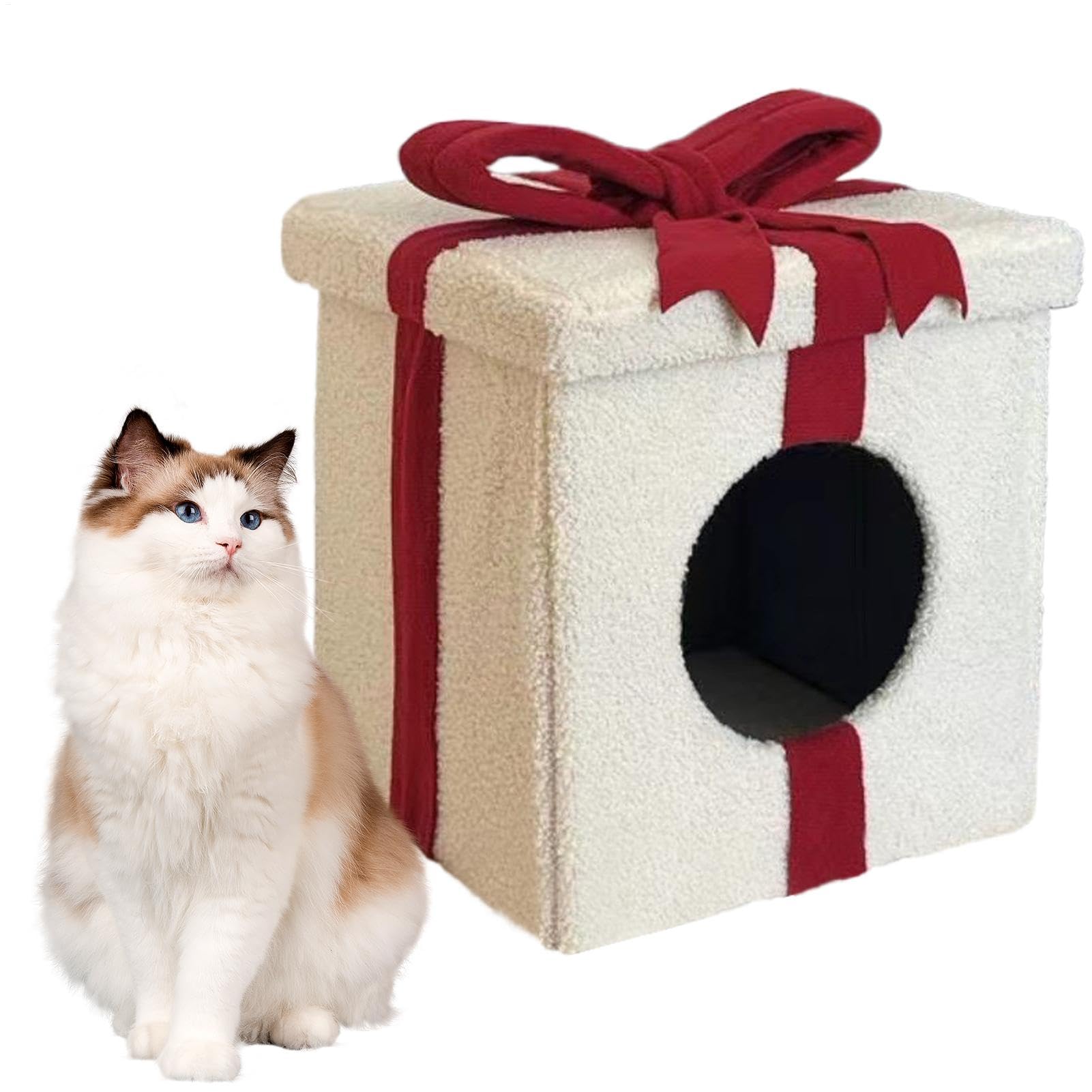 per gatti, case per gatti Casa per gatti chiusa | Cuccia per gatti pieghevole per interni, a forma di scatola, elegante e calda, per animali domestici, per l'inverno
