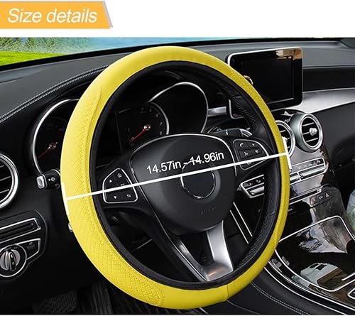 Miniatura 2 de Funda de cuero para volante de automóvil, protector elástico transpirable antideslizante para volante, accesorios interiores de automóvil para