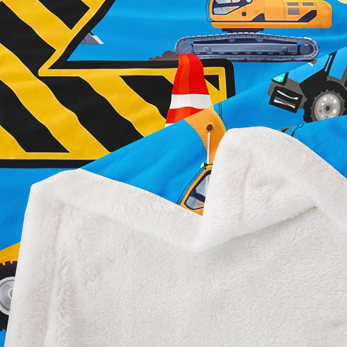 Loussiesd Pojazdy budowlane koc polarowy koparka litera Z Sherpa koc dla dzieci kobiet mężczyzn pluszowy puszysty kreskówka samochód traktor królowa 228 x 229 cm na łóżko kanapę krzesło salon