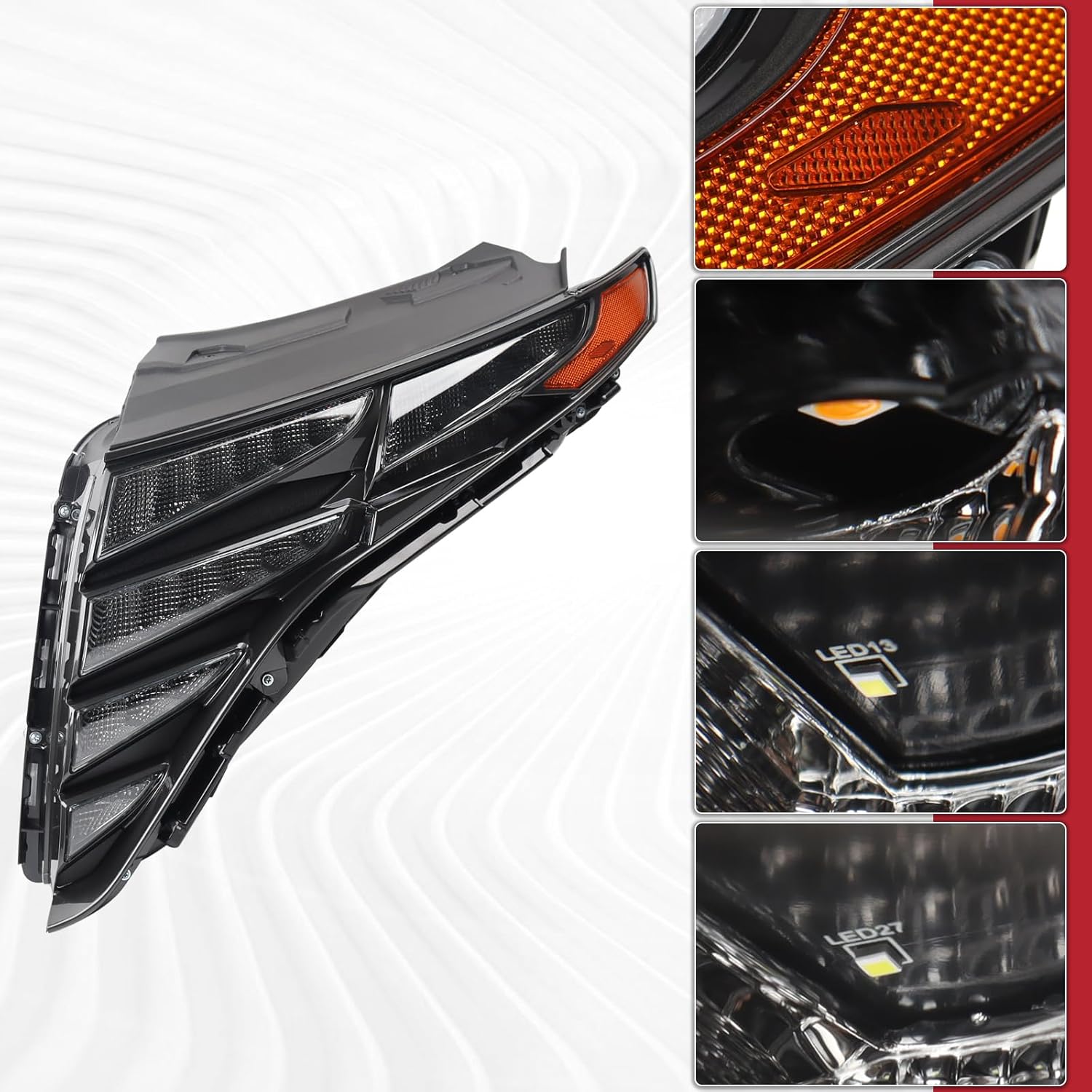 Black Bezel LED DRL Daytime Running Light Upper Headlight Assembly Compatible with 2022-2024 Hyundai Tucson SE/SEL Models Left Driver Side 92207-CW010 HY2562114