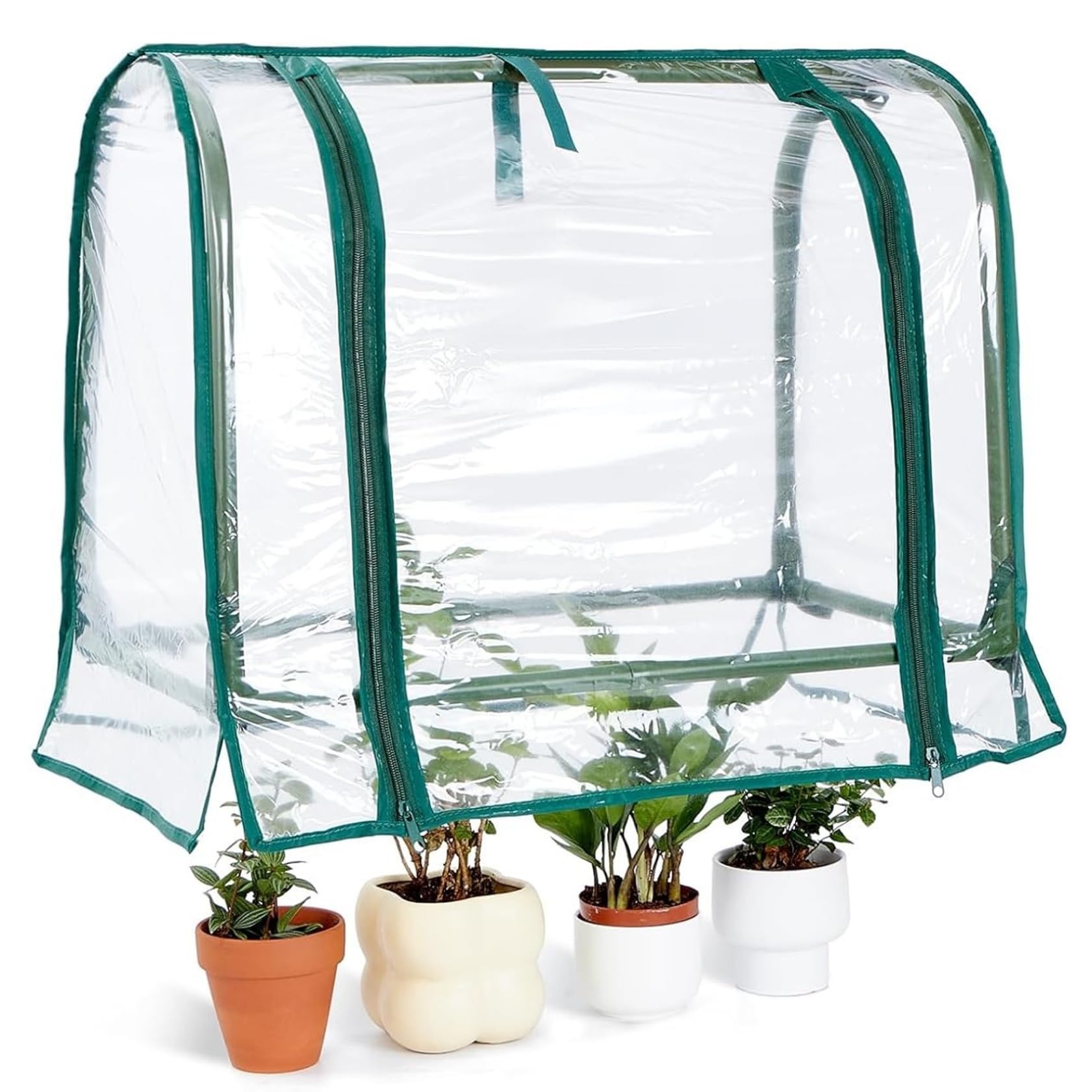 Mini Invernadero Interior Transparente Pequeño Invernadero de Mesa con Cremallera Cúpula de Humedad de Plástico para Jardinería Casera Germinación y Plántulas, Decoraciones de Été