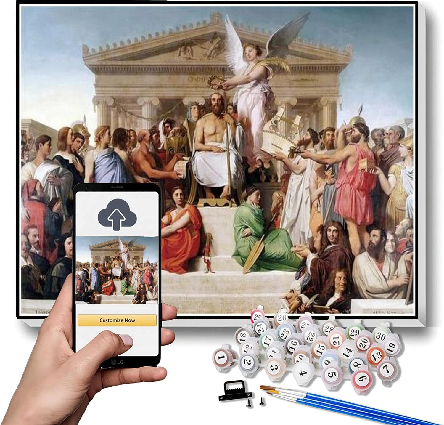 DIY Oil Painting Kit,The Apotheosis of Homer Painting by Jean Auguste Dominique Ingres Arts Craft for Home Wall Decor