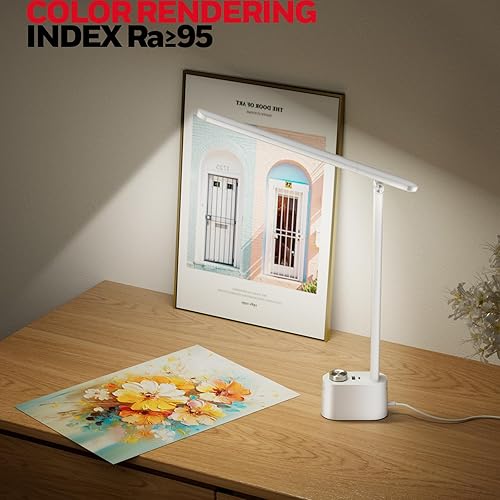 Miniatura 3 de Honeywell Lámpara de escritorio LED mejorada - H01 Pro Sunturalux Luz de escritorio plegable con puerto de carga USB A+C, 3 modos de color Lámpara