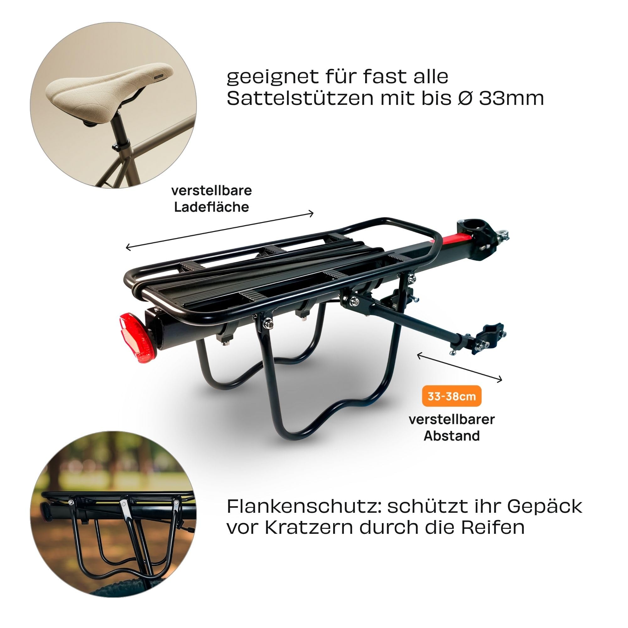 Mountainbike Gepäckträger Fahrrad verstellbar hinten