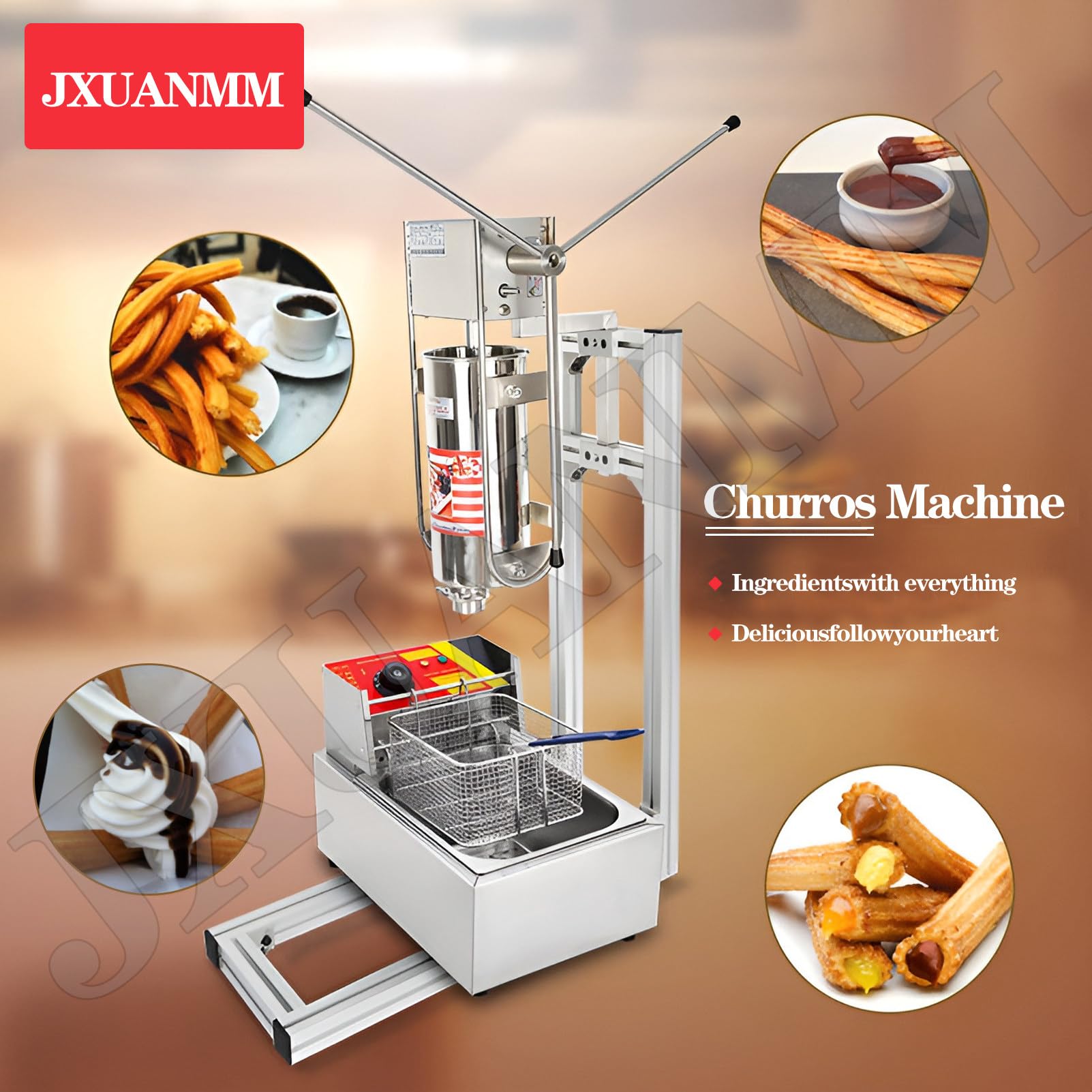 Machine à Churros Professionnelle, Extrudeur Manuel 5L avec 5 Filtres, Single-Pot