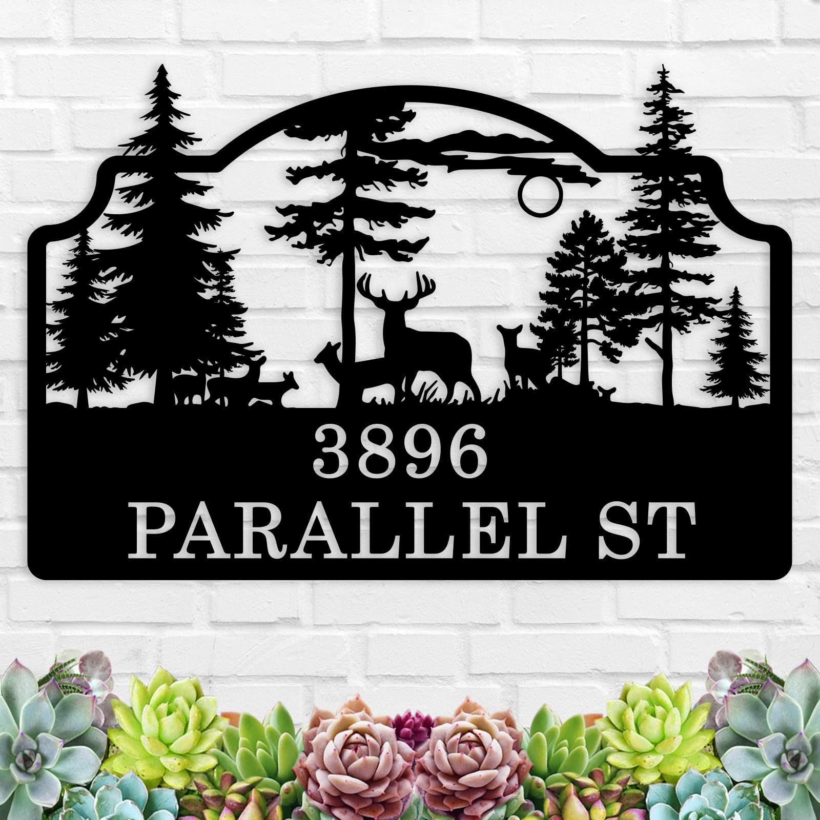 Personalized House Address Numbers Metal Sign with Deer, Large Outdoor Address signs, Custom Address Plaque for House, Address plaques for outside,