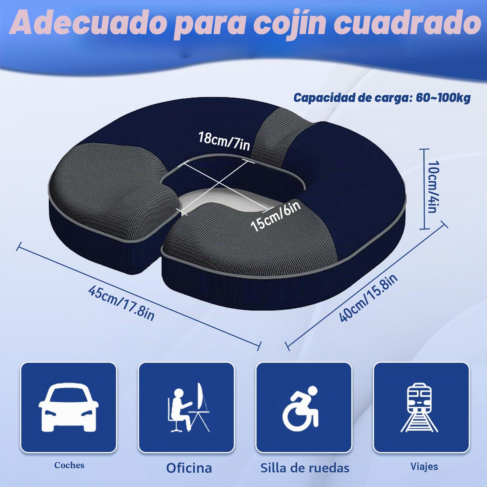 Cojín de asiento ortopédico, cojín de próstata, cojín ergonómico para hamorroides y próstata, reduce el dolor, promueve la circulación sanguínea y alivia el coxis (gris oscuro)