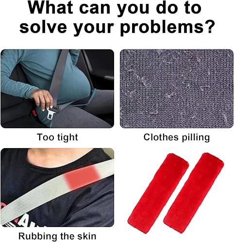 Miniatura 5 de Paquete de 2 fundas para cinturón de seguridad de automóvil, almohadillas universales suaves de piel de oveja sintética para una conducción cómoda,