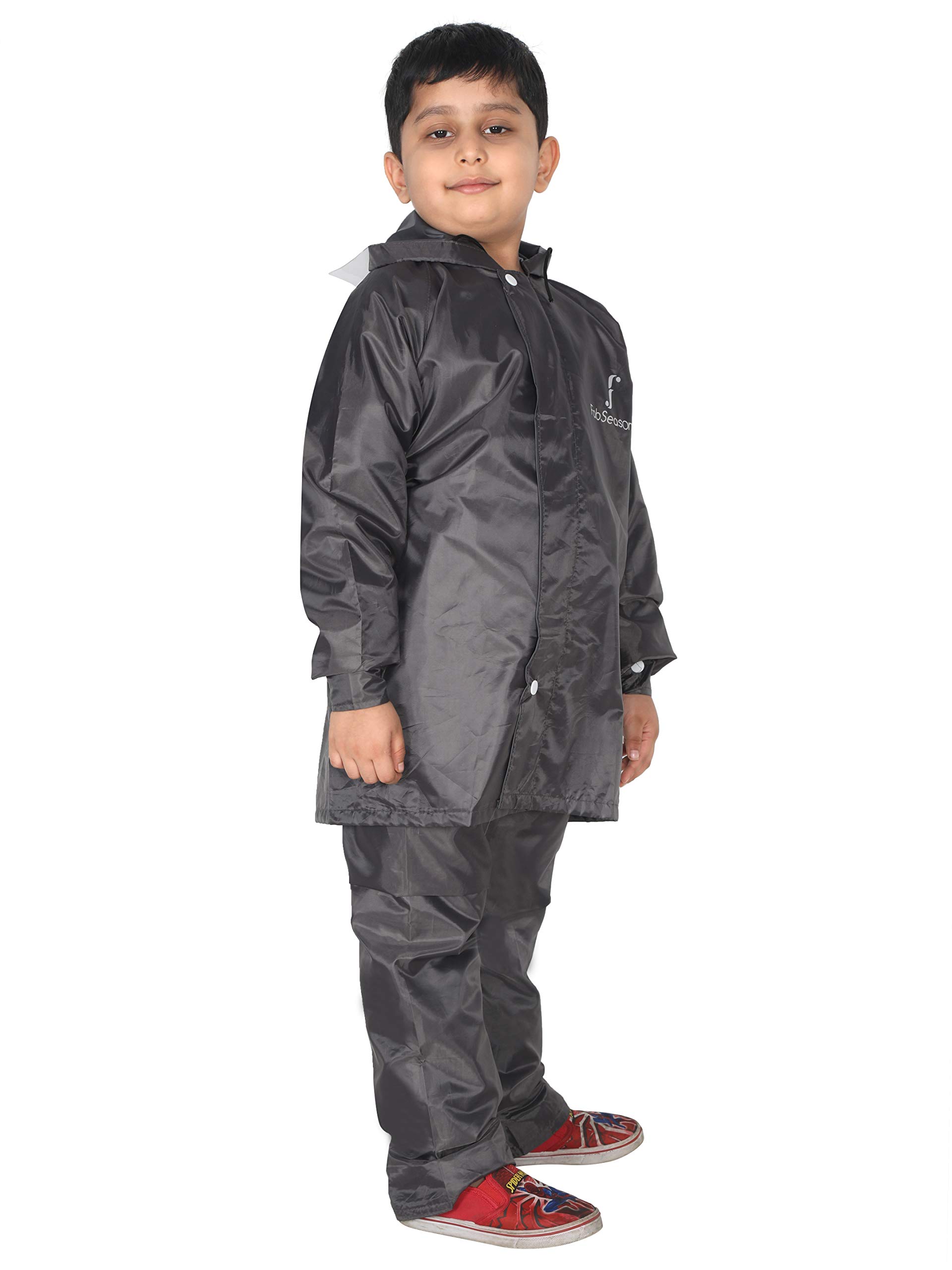 FabSeasons solid waterproof Raincoat set of pant & top for kids with hood, Age 4-5 Years 3