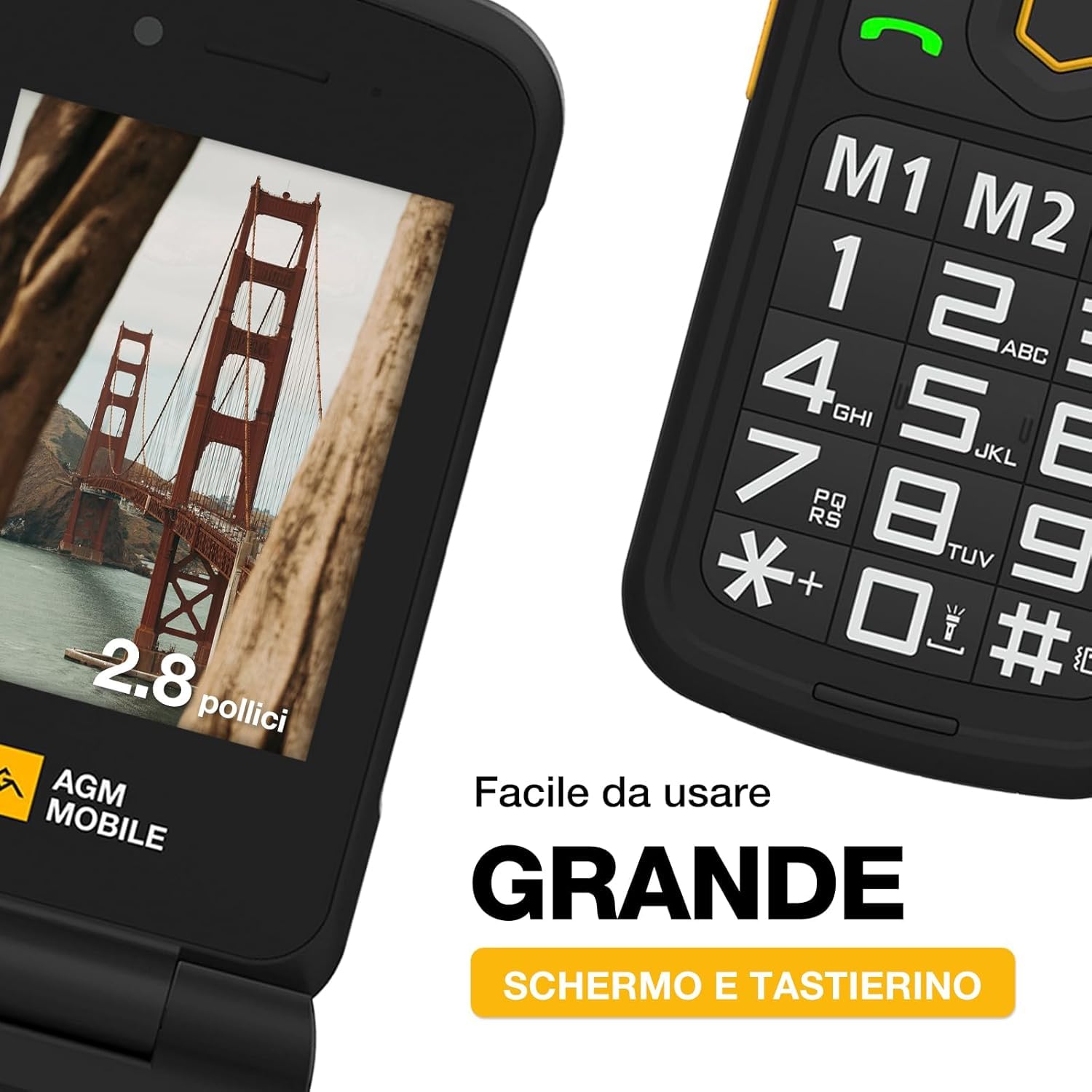 Cellulare Flip 4G per Anziani, Volume Alto, Compatibile Apparecchi Acustici M3 T3, Grande Display, Tasti Grandi, Pulsante SOS, Batteria Lunga Durata, Impermeabile Antiurto Militare IP68, Dumb Phone