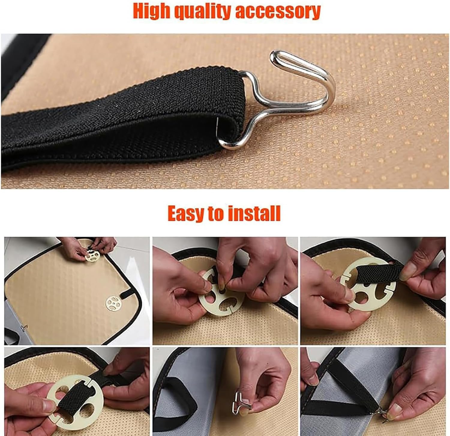 Cuscino per Sedile Auto per Citroen C4 Grand Picasso 2013-2018, Anteriore/Posteriore con Fodera per Seggiolino Auto Antiscivolo in Lino Tascabile Interno Accessori,B/Coffee-Fixed headrest