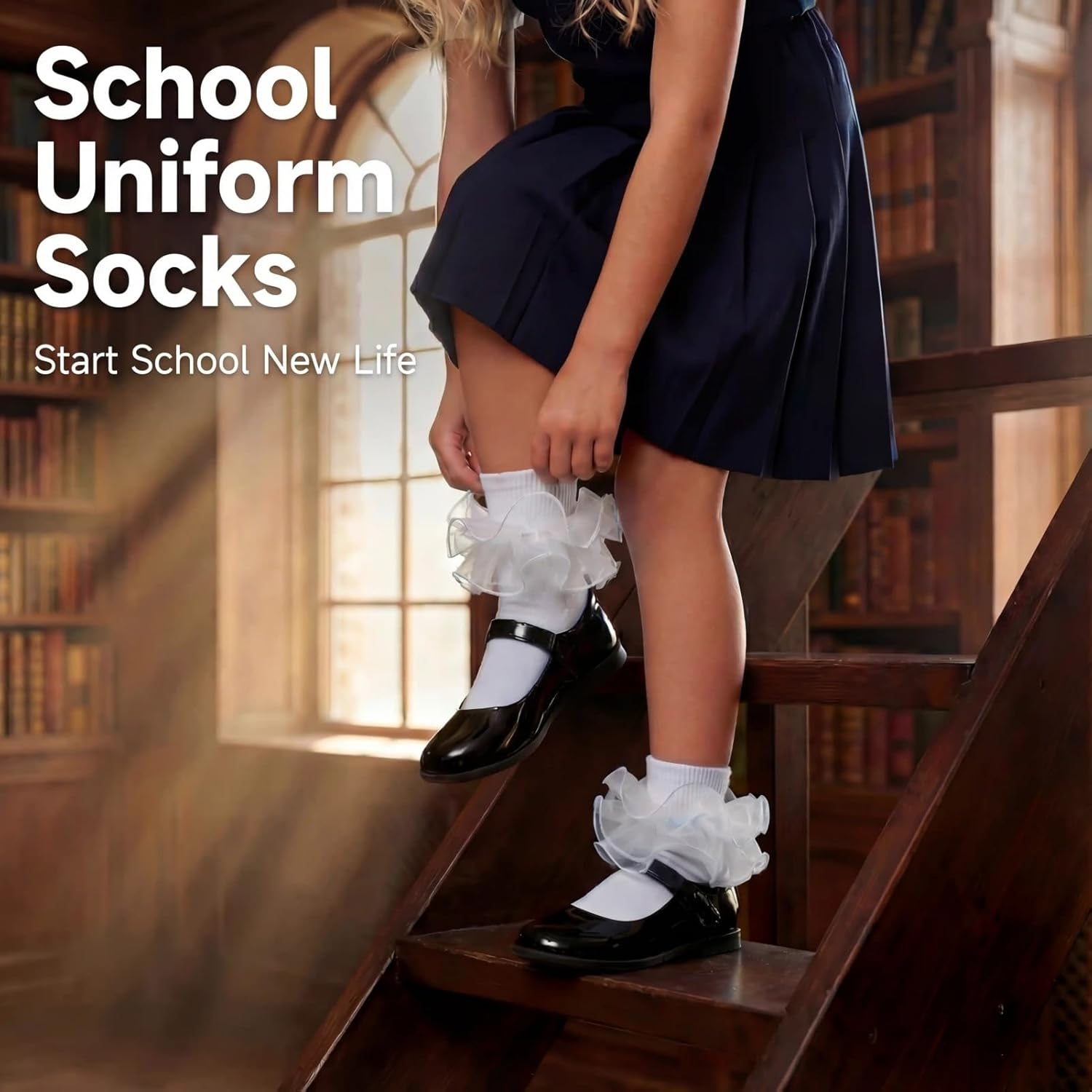 Lace Ruffle Socks for Girls with Turn-Cuff Fold-Over Toddler Frilly Ankle Socks for Pageant Ballet Dress Sock Baby - Image 5