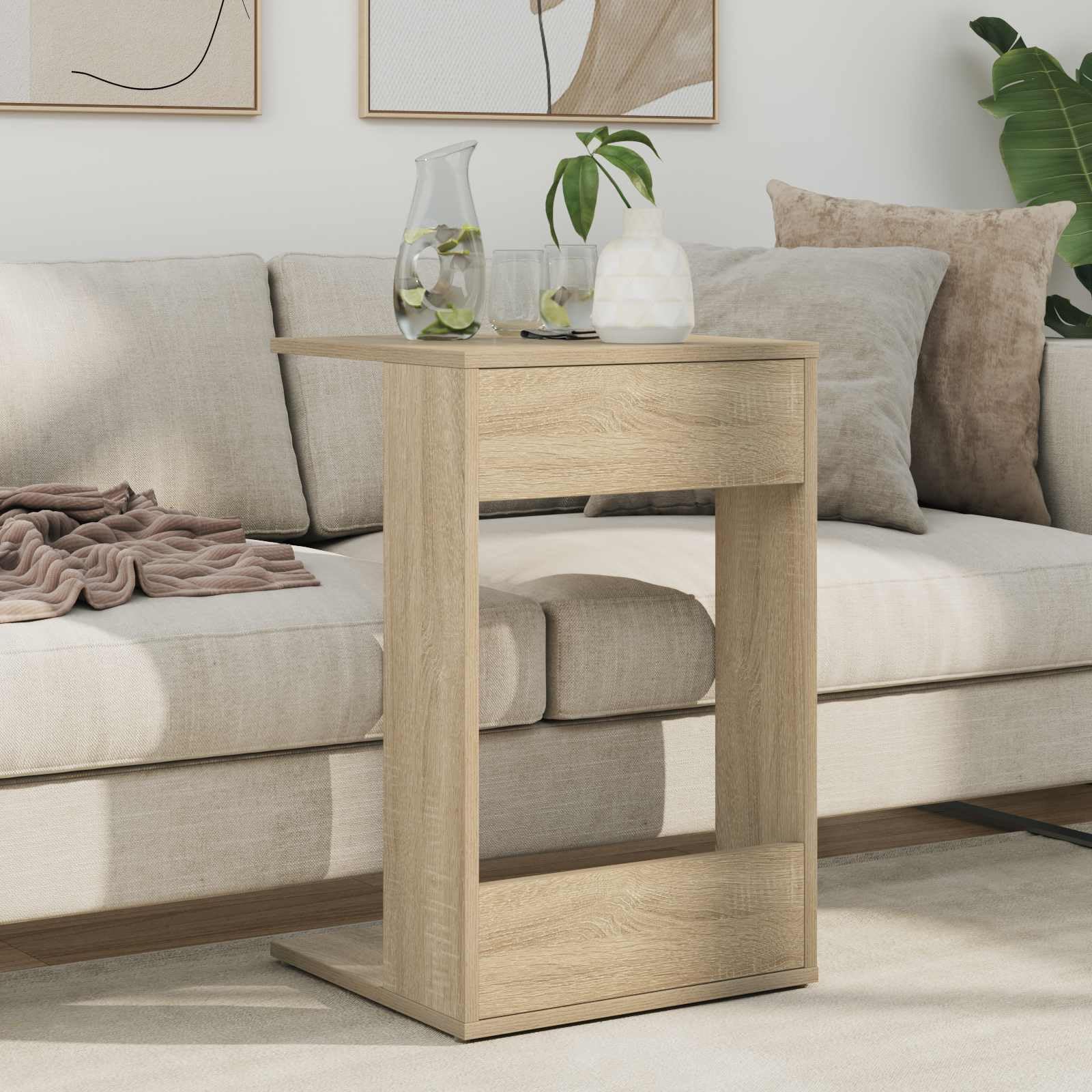Mesa auxiliar de roble Sonoma, 40 x 38 x 62,5 cm, moderna mesa de centro de madera para salón y dormitorio, mesa estable con aspecto de madera para sofá y sillón