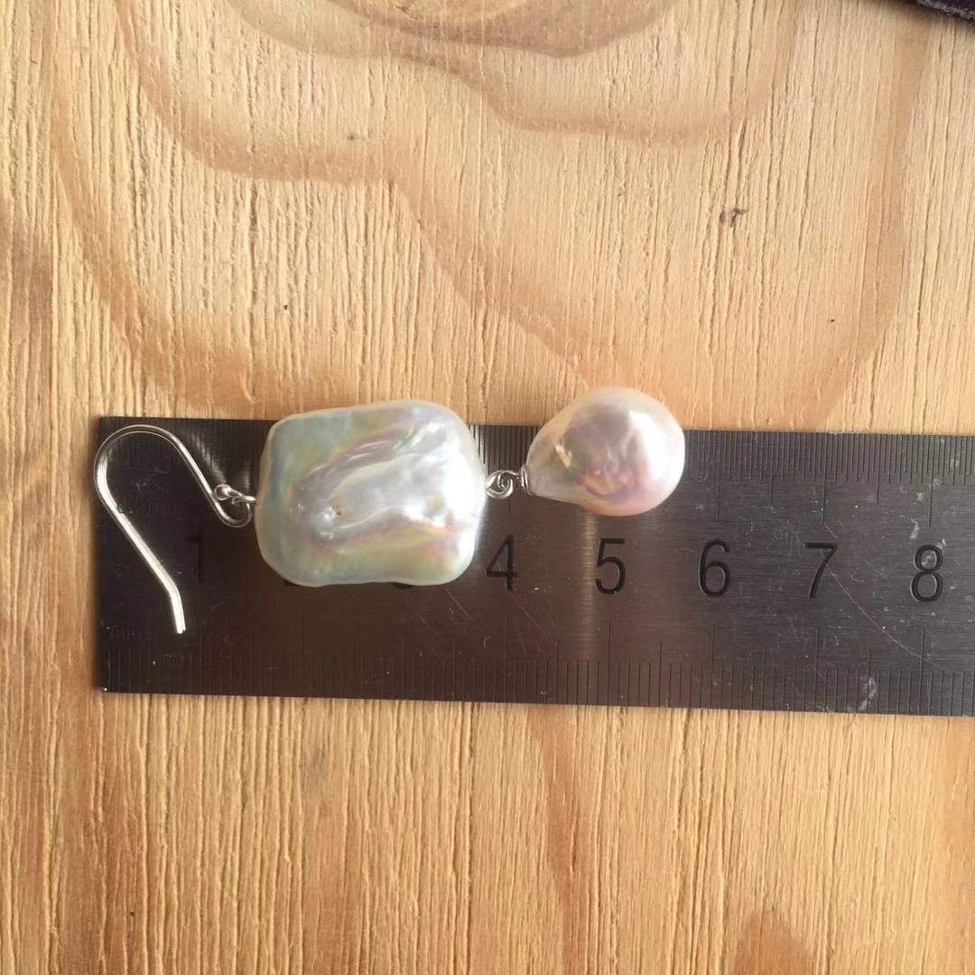 Pendientes de plata con perlas barrocas geométricas