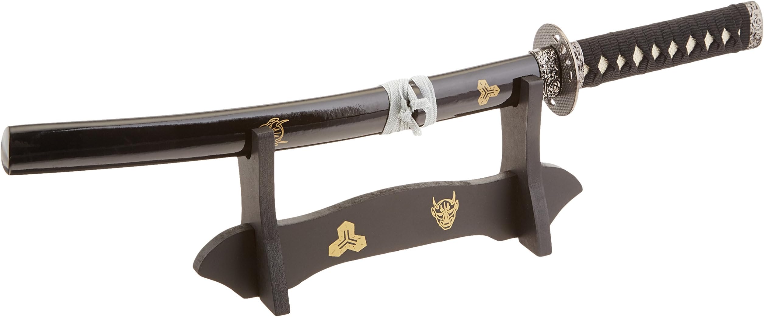 Master BladesUSA Letter Opener, Historical Short Sword, Cord Wrapped Handle, Black Lacquer Scabbard, Includes Sword Stand, Collectible, Display, Replicas